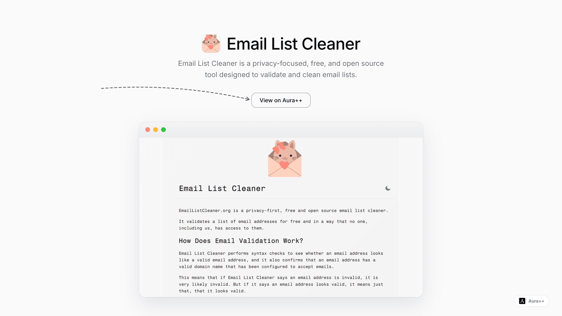 Email List Cleaner launch story featured image on Aura++
