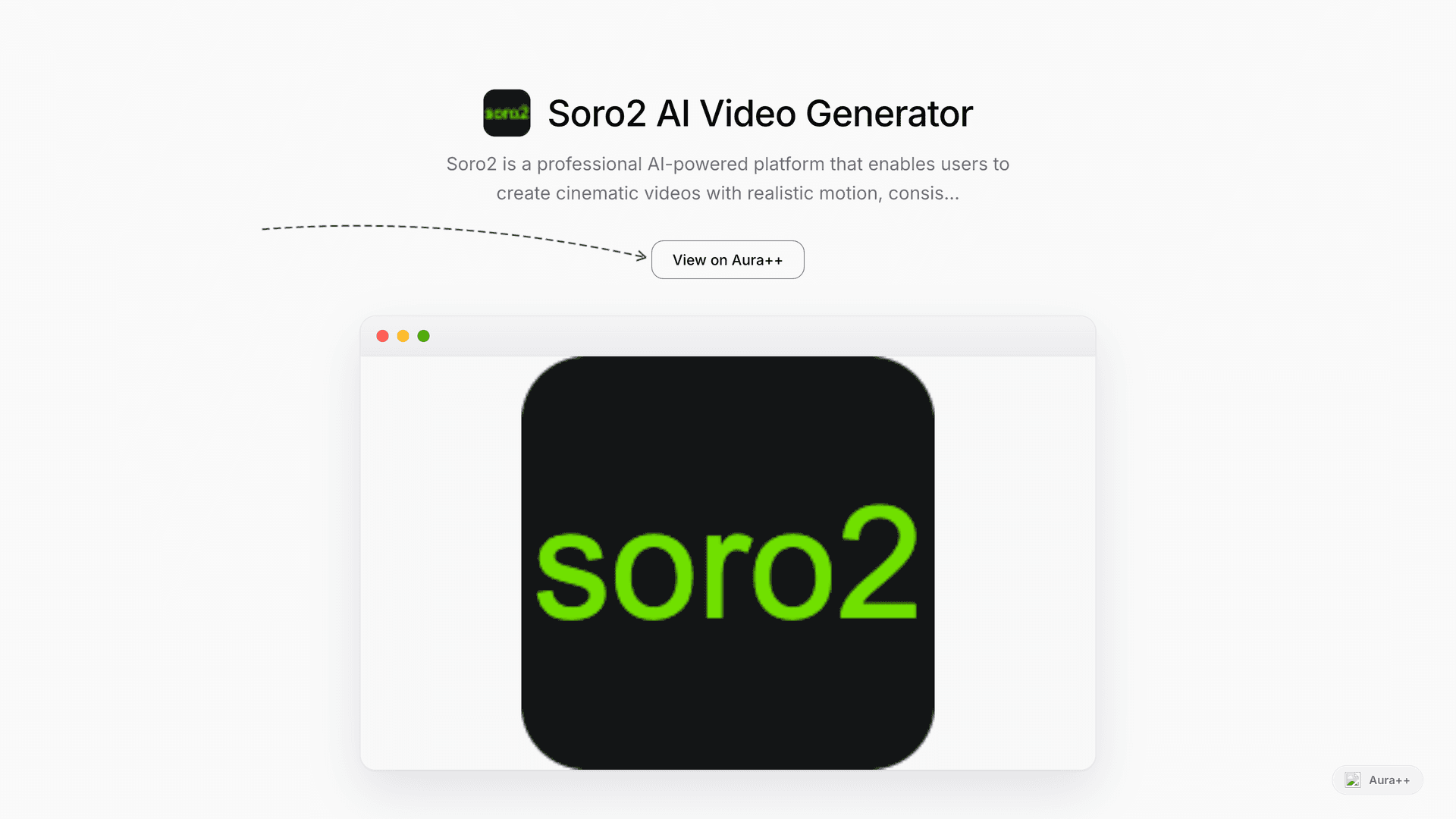 Soro2 AI Video Generator launch story featured image on Aura++