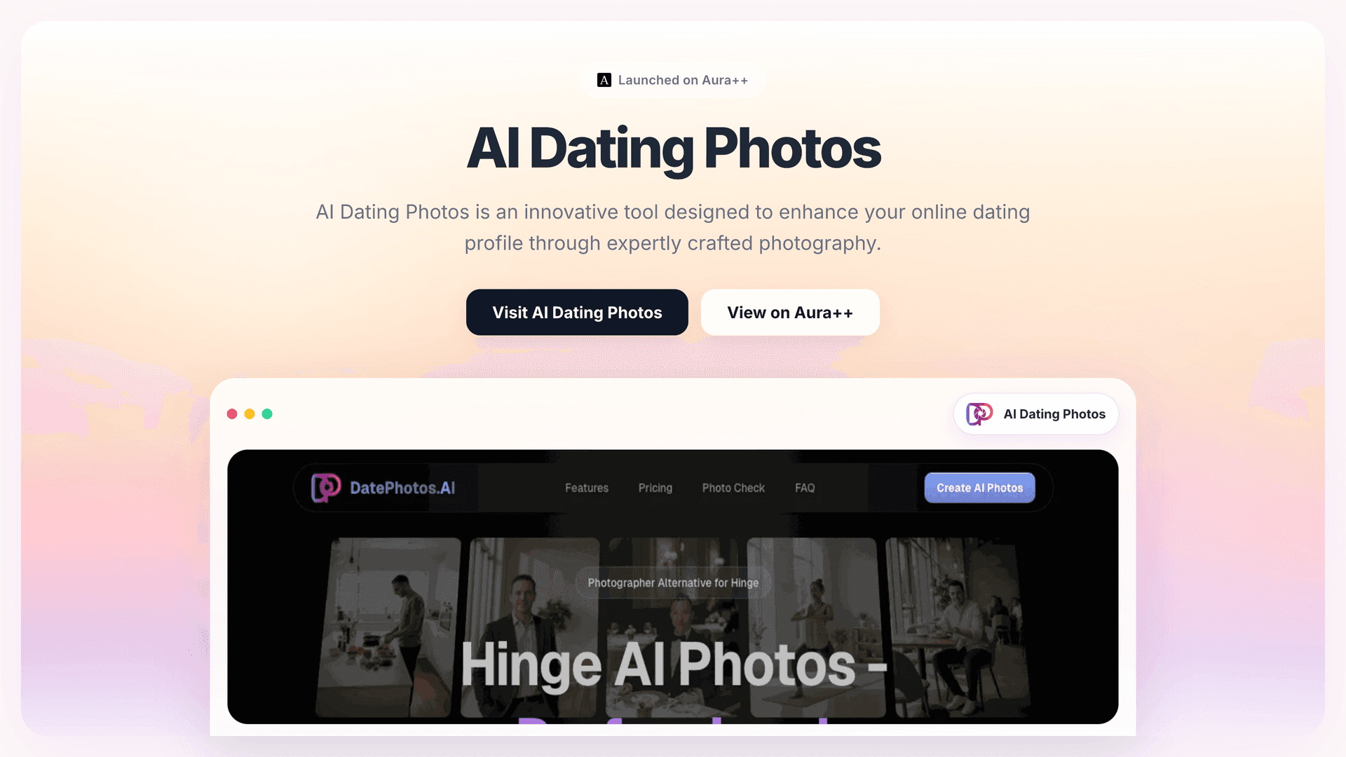 AI Dating Photos launch story featured image on Aura++
