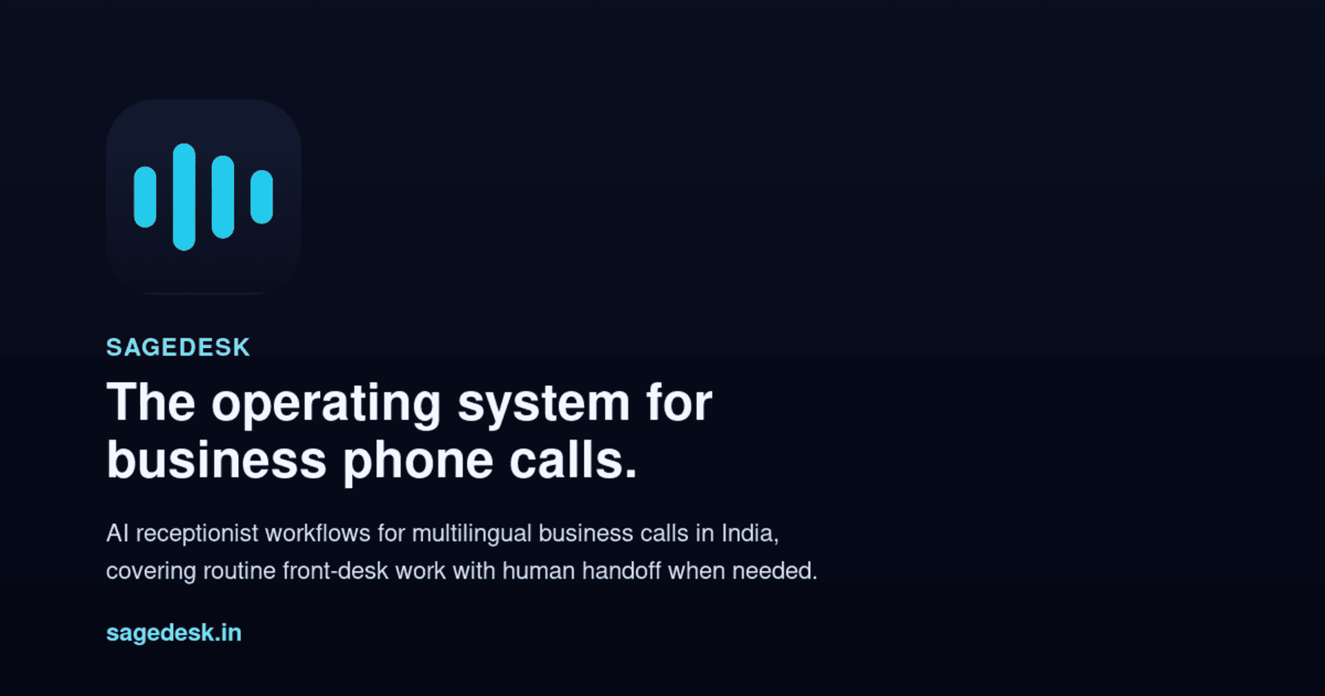 SageDesk: Multilingual AI Business Phone System product preview for startup listing on Aura++