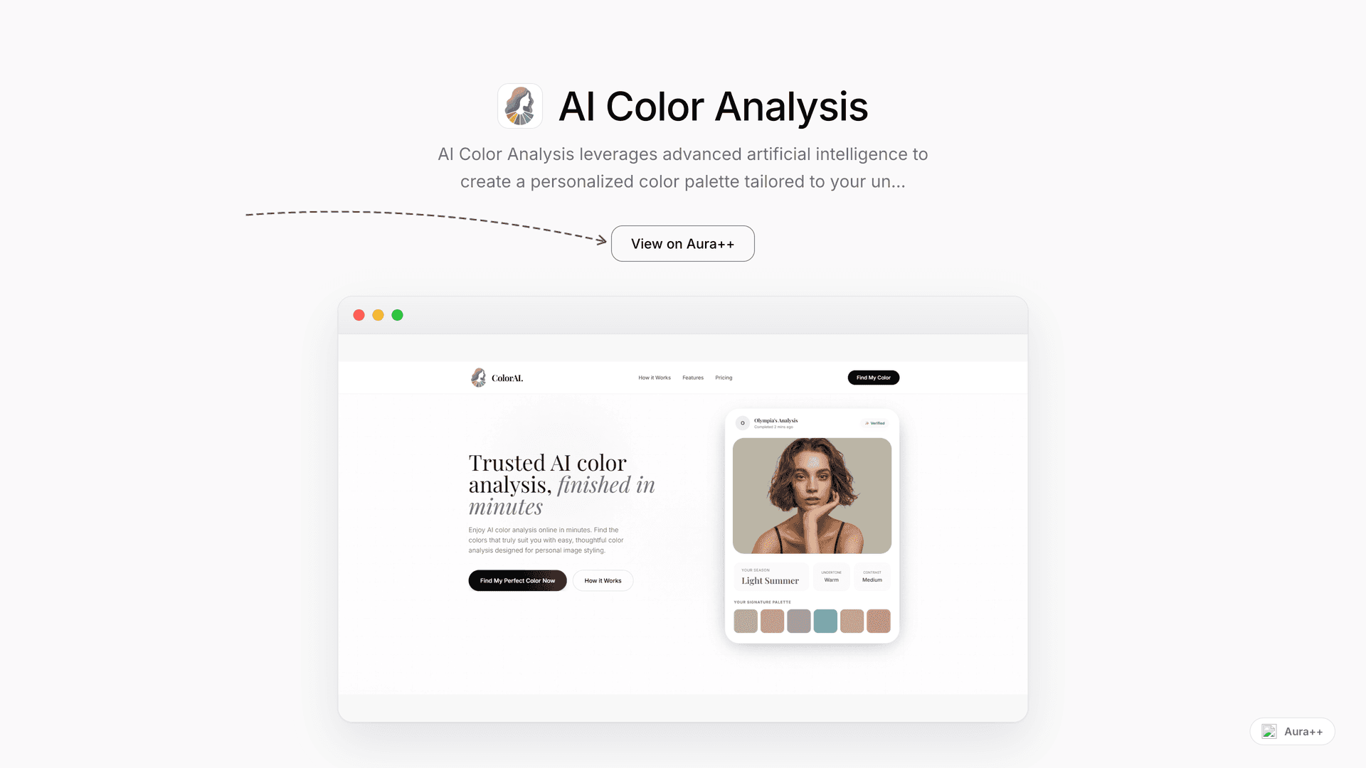 AI Color Analysis launch story featured image on Aura++