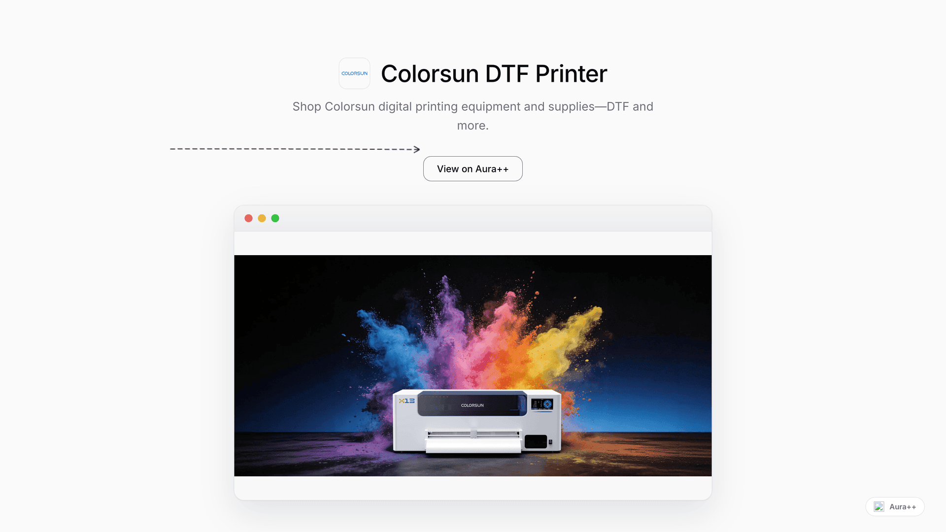 Colorsun DTF Printer launch featured image on Aura++