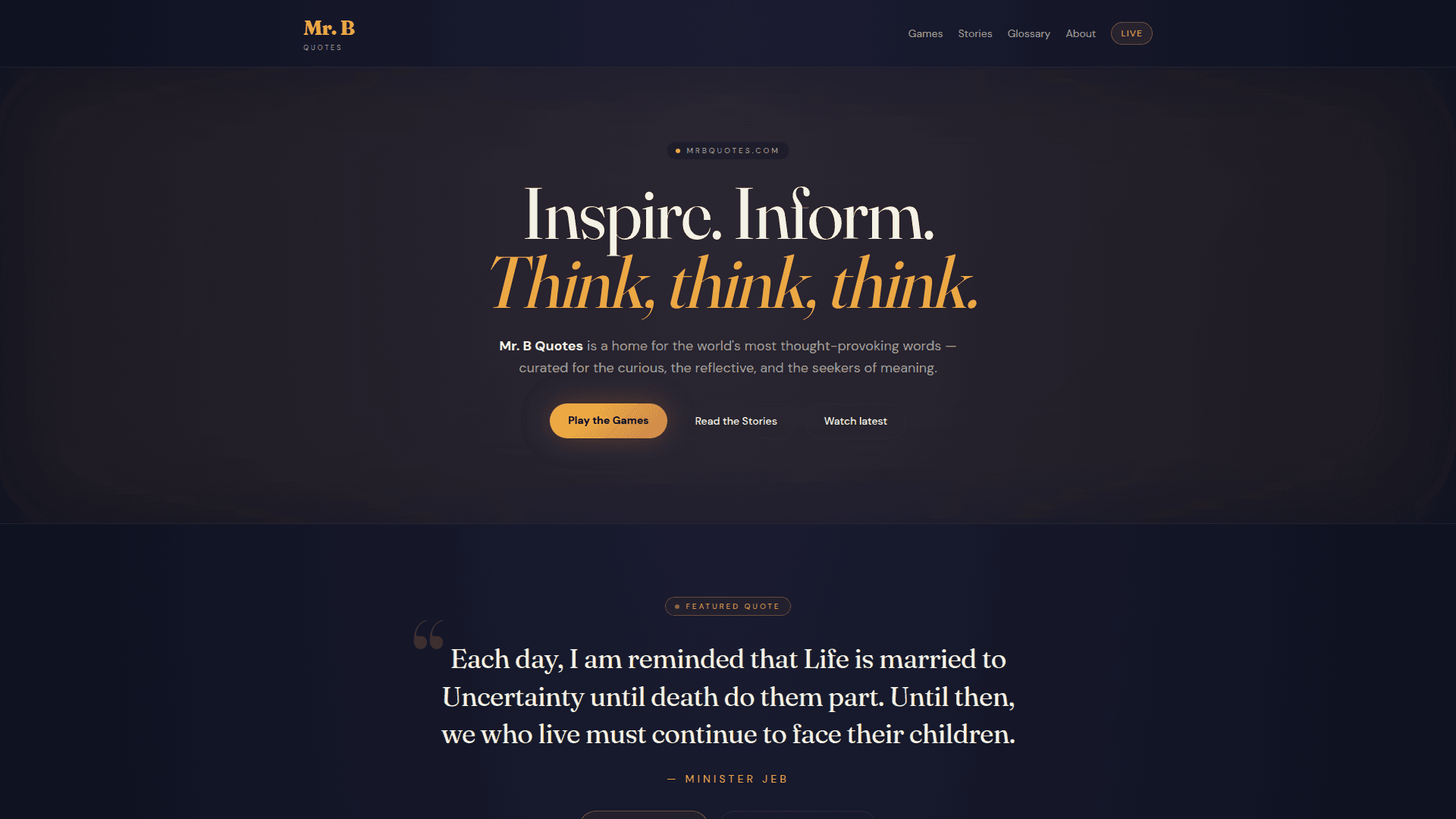 Mr. B Quotes: Inspiration & Reflection Platform