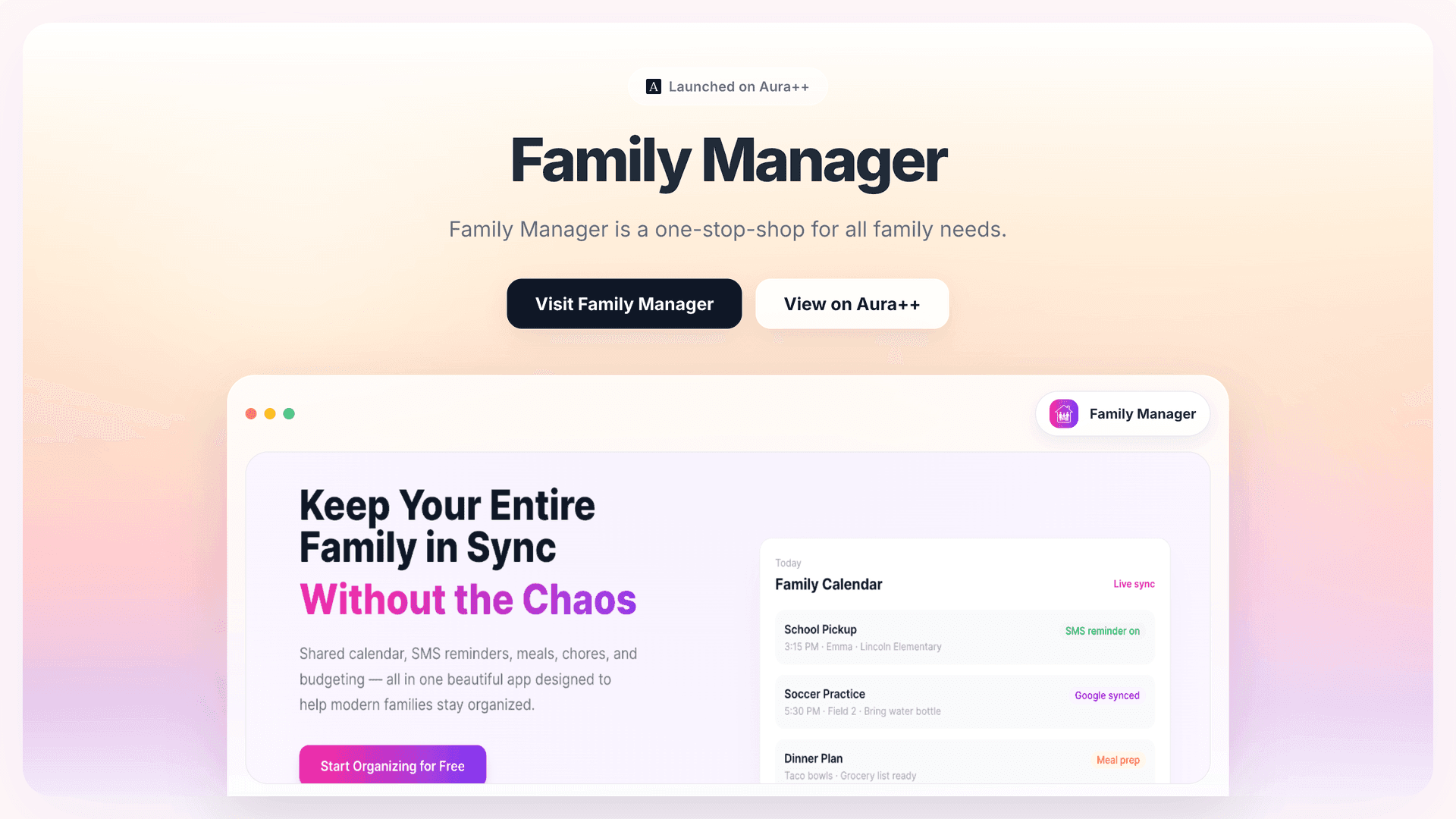 Family Manager  launch story featured image on Aura++