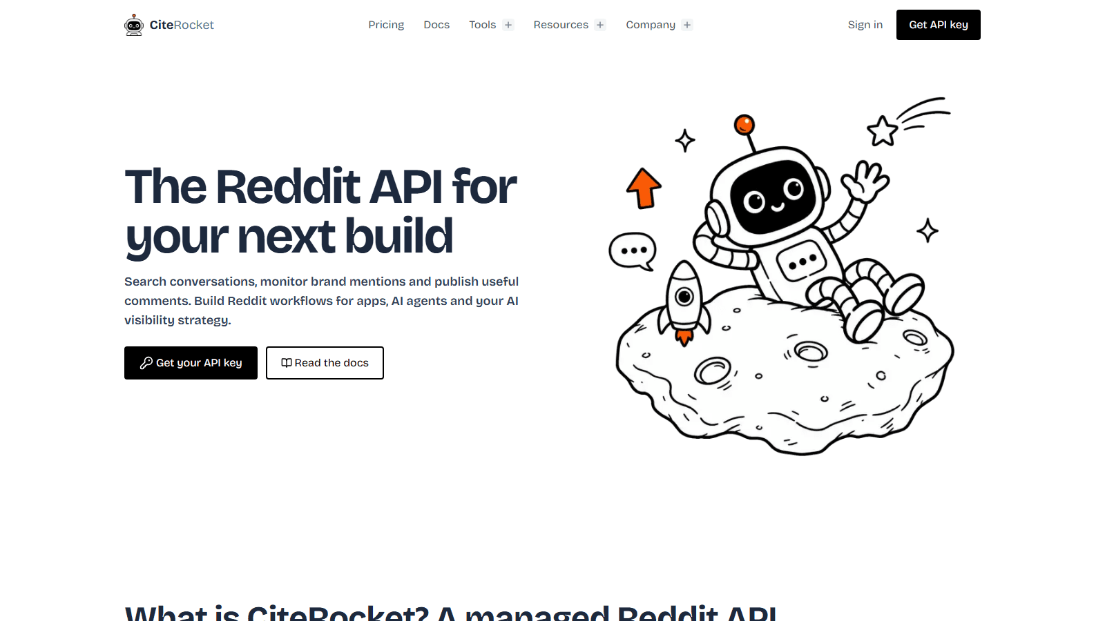 CiteRocket - Reddit API for Developers & Apps product preview for startup listing on Aura++