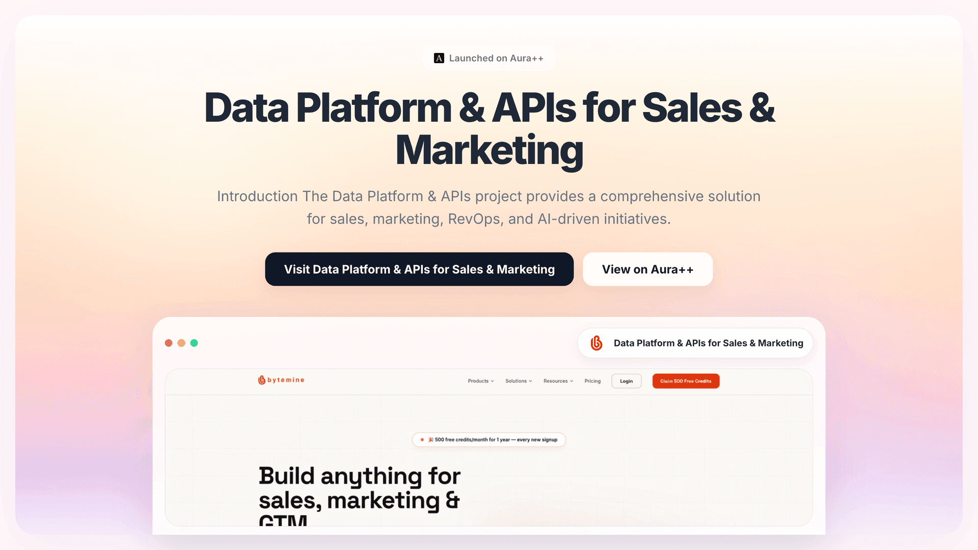 Data Platform & APIs for Sales & Marketing launch story featured image on Aura++