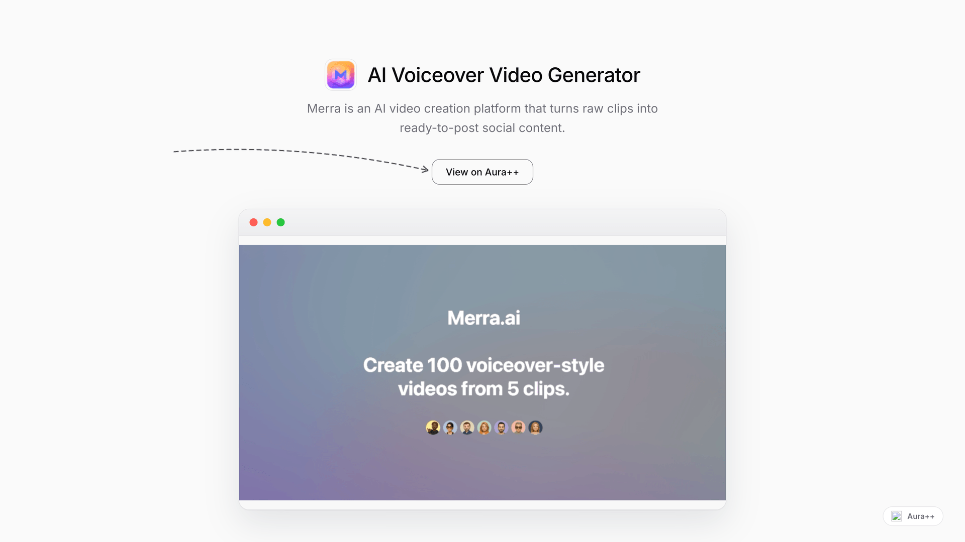 AI Voiceover Video Generator launch story featured image on Aura++