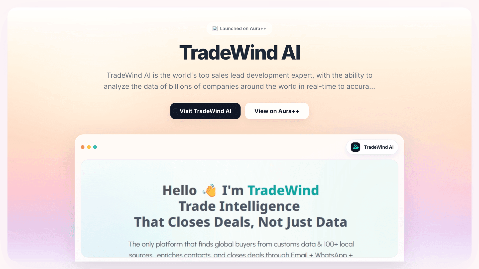 TradeWind AI launch story featured image on Aura++