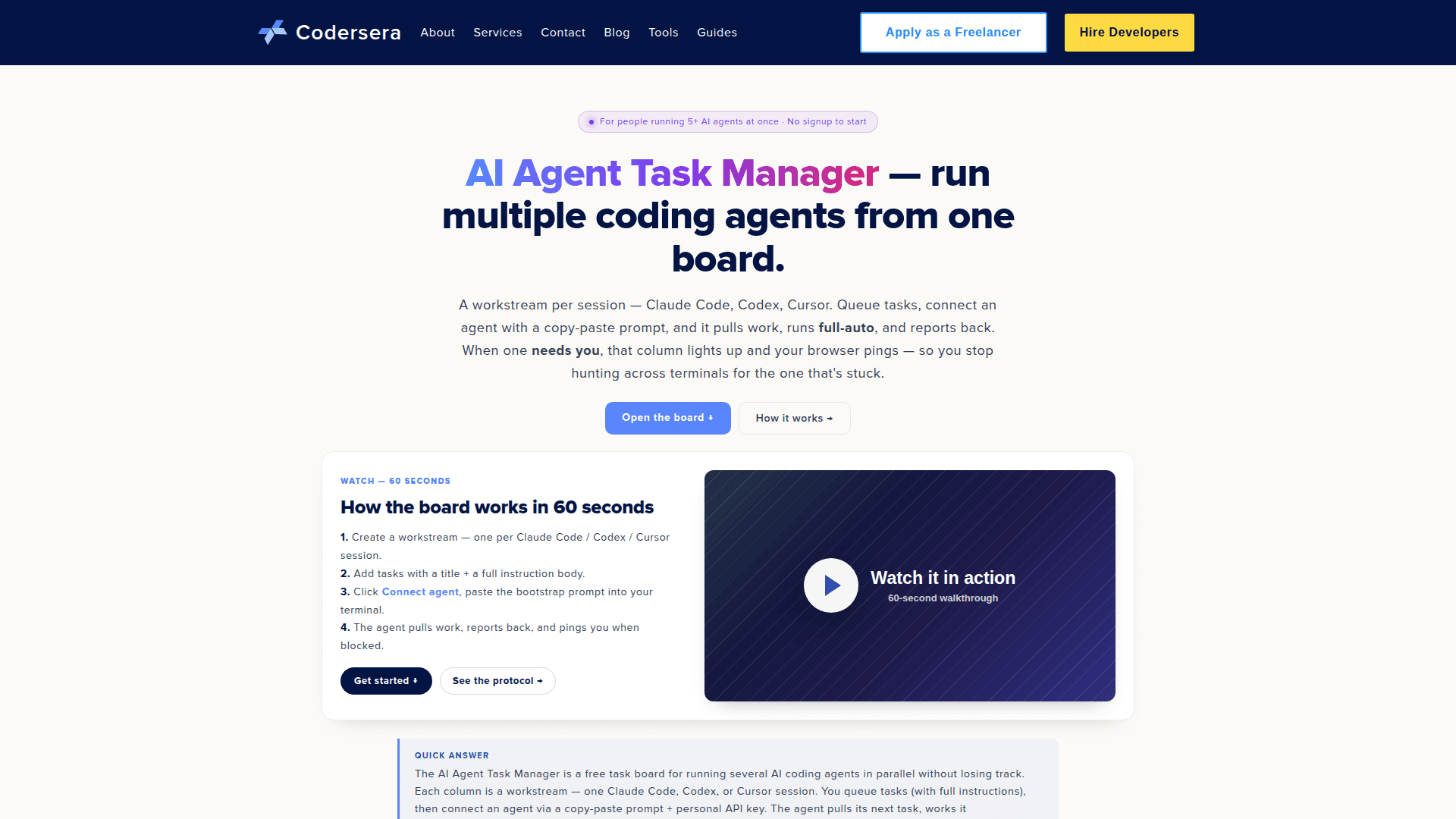 AI Agent Task Manager product preview for startup listing on Aura++