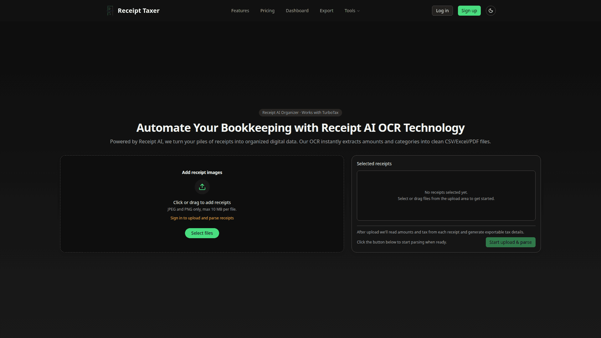 Receipt AI Bookkeeping Tool