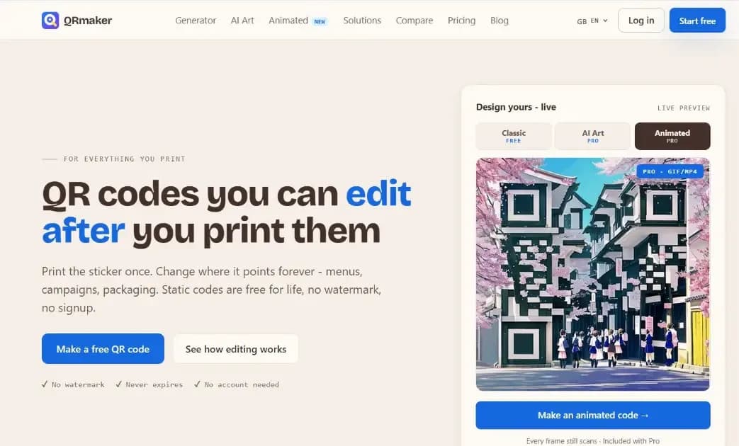 Qrmkrio product preview for startup listing on Aura++