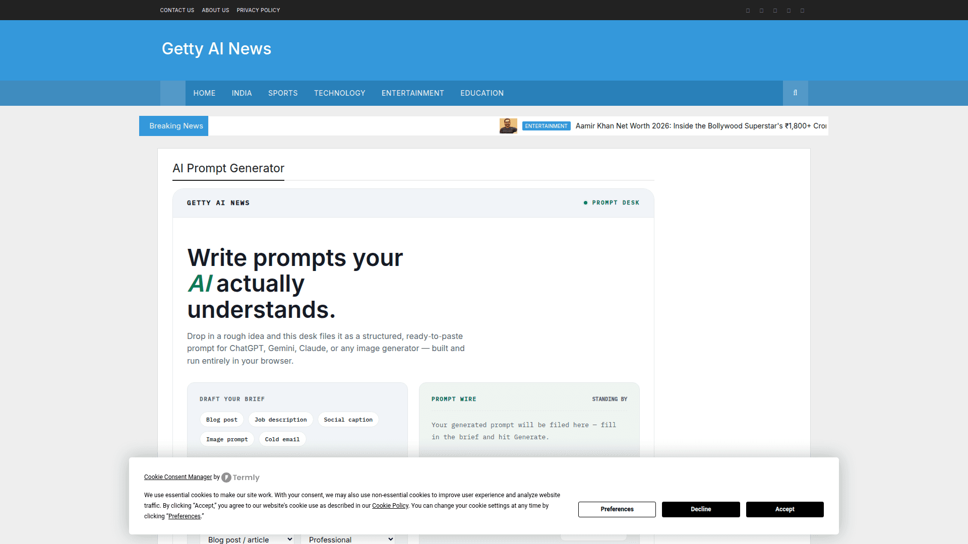 AI Prompt Generator product preview for startup listing on Aura++