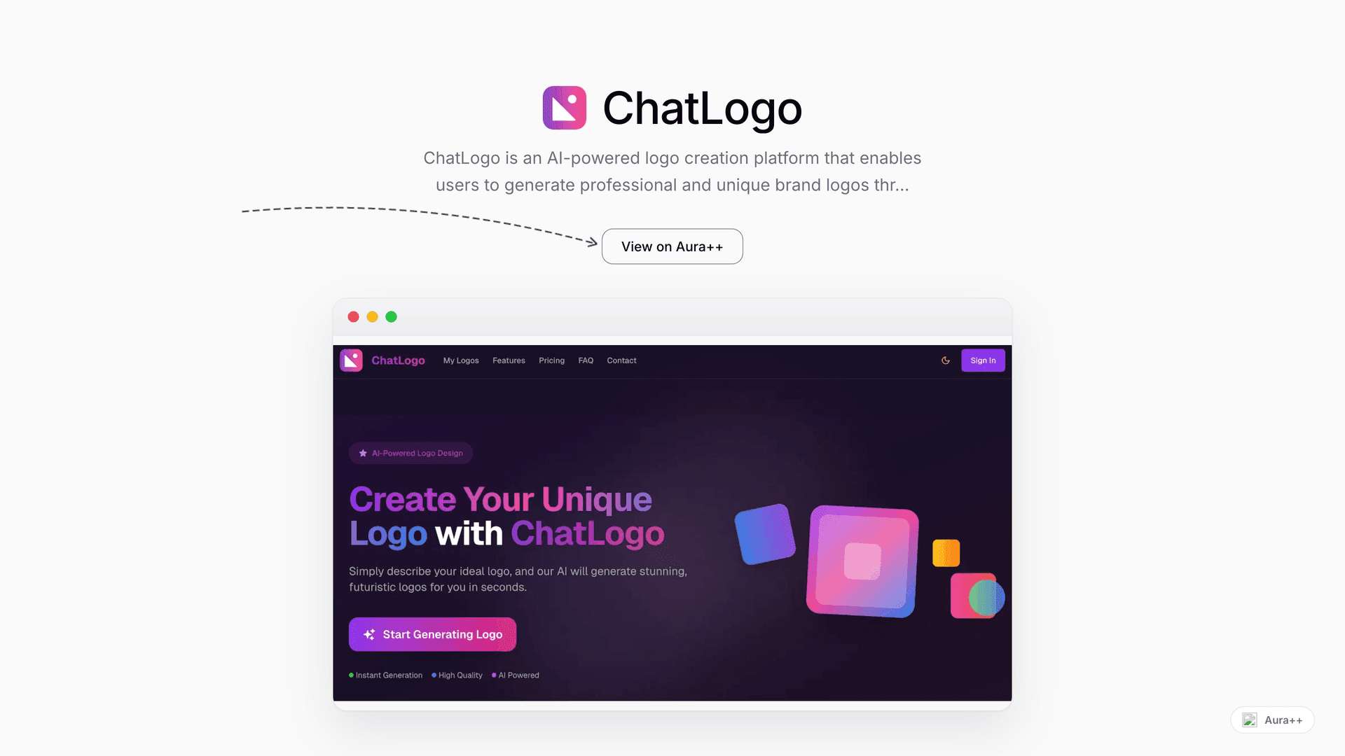 ChatLogo launch story featured image on Aura++