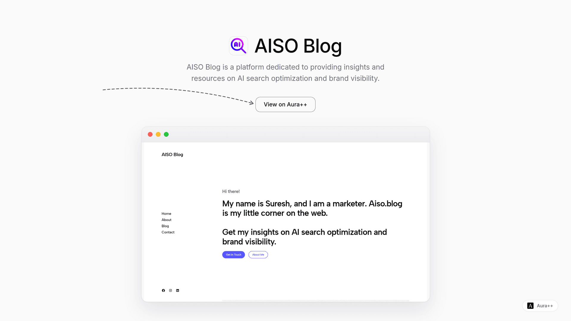 AISO Blog - AI Search Optimization Insights launch story featured image on Aura++