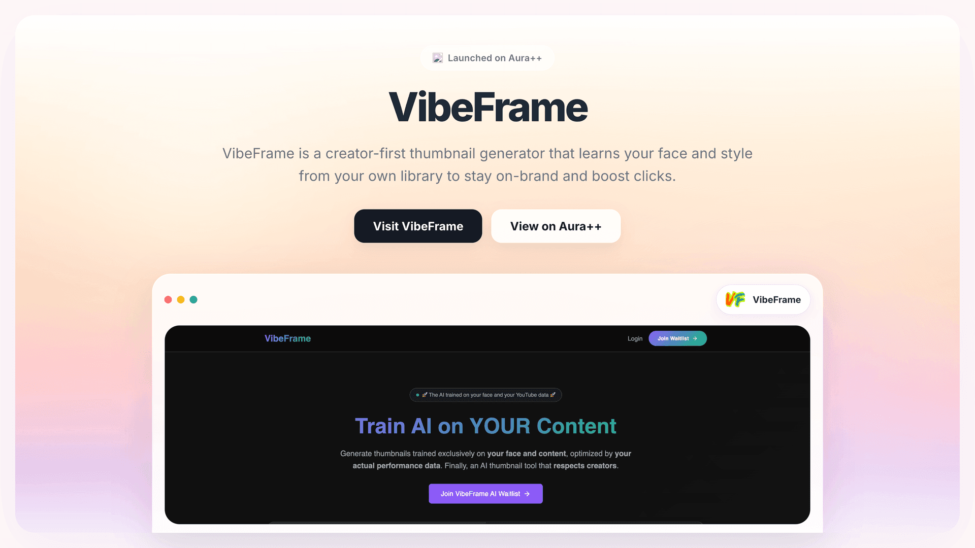 VibeFrame launch story featured image on Aura++