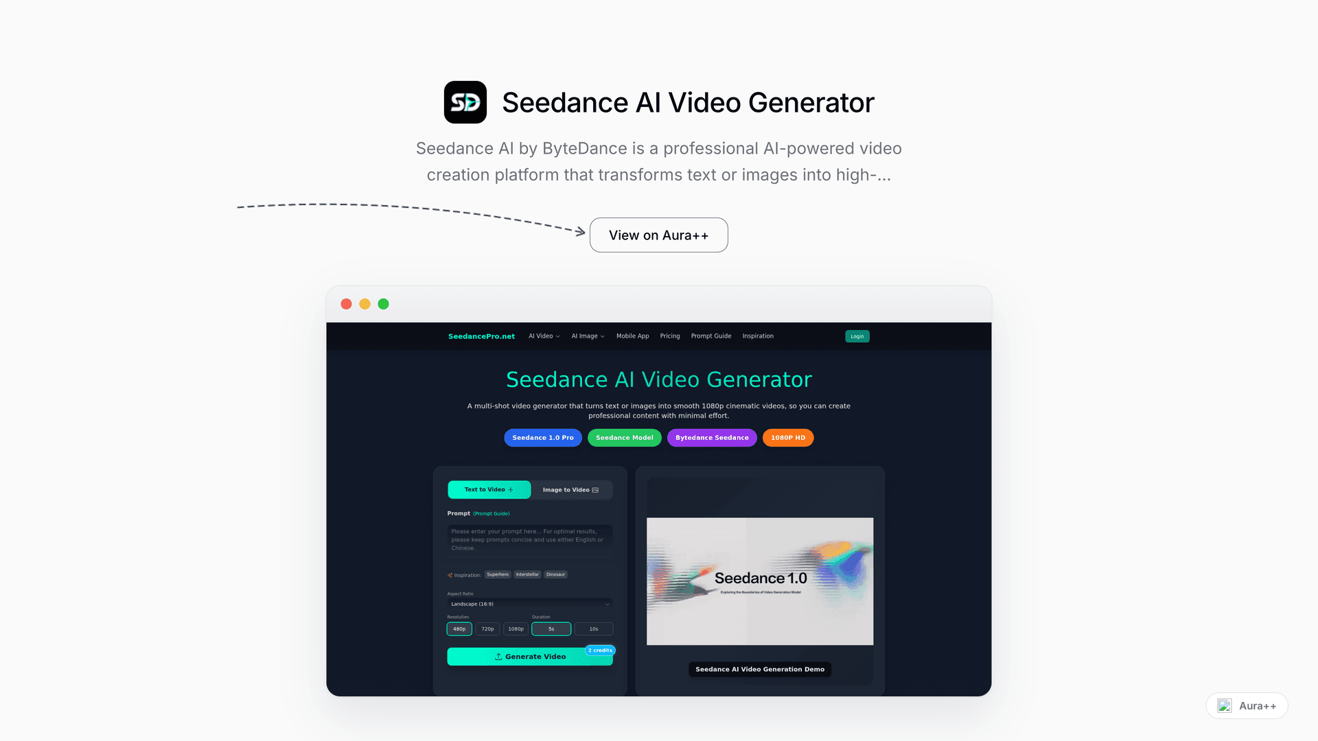 Seedance AI Video Generator launch story featured image on Aura++
