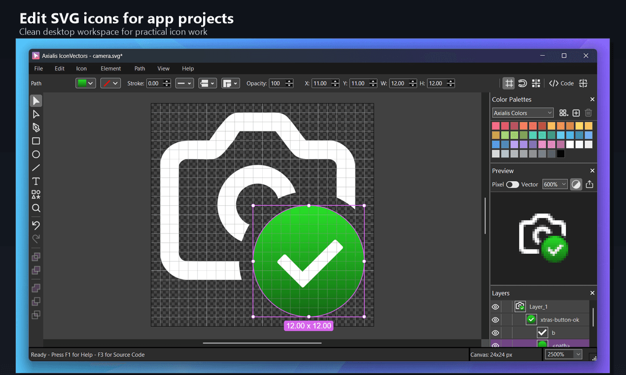 Axialis IconVectors product preview for startup listing on Aura++