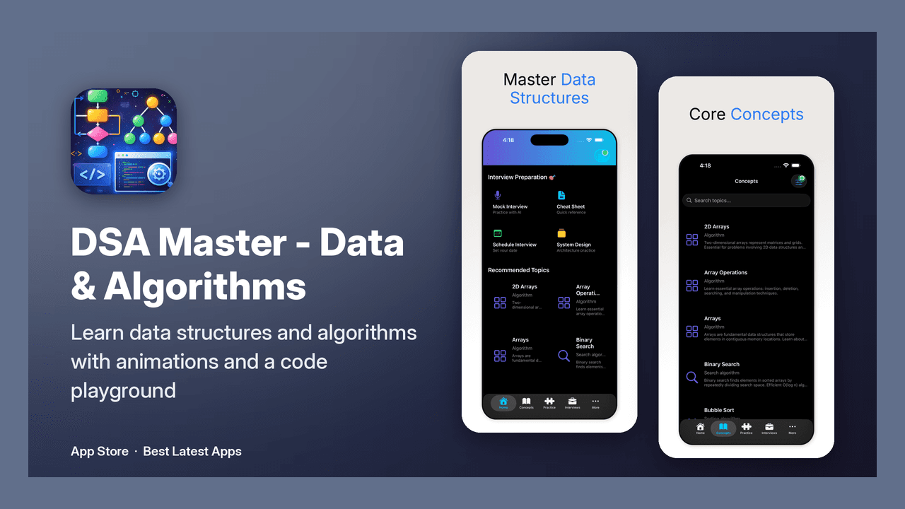 DSA Master - Data & Algorithms product preview for startup listing on Aura++