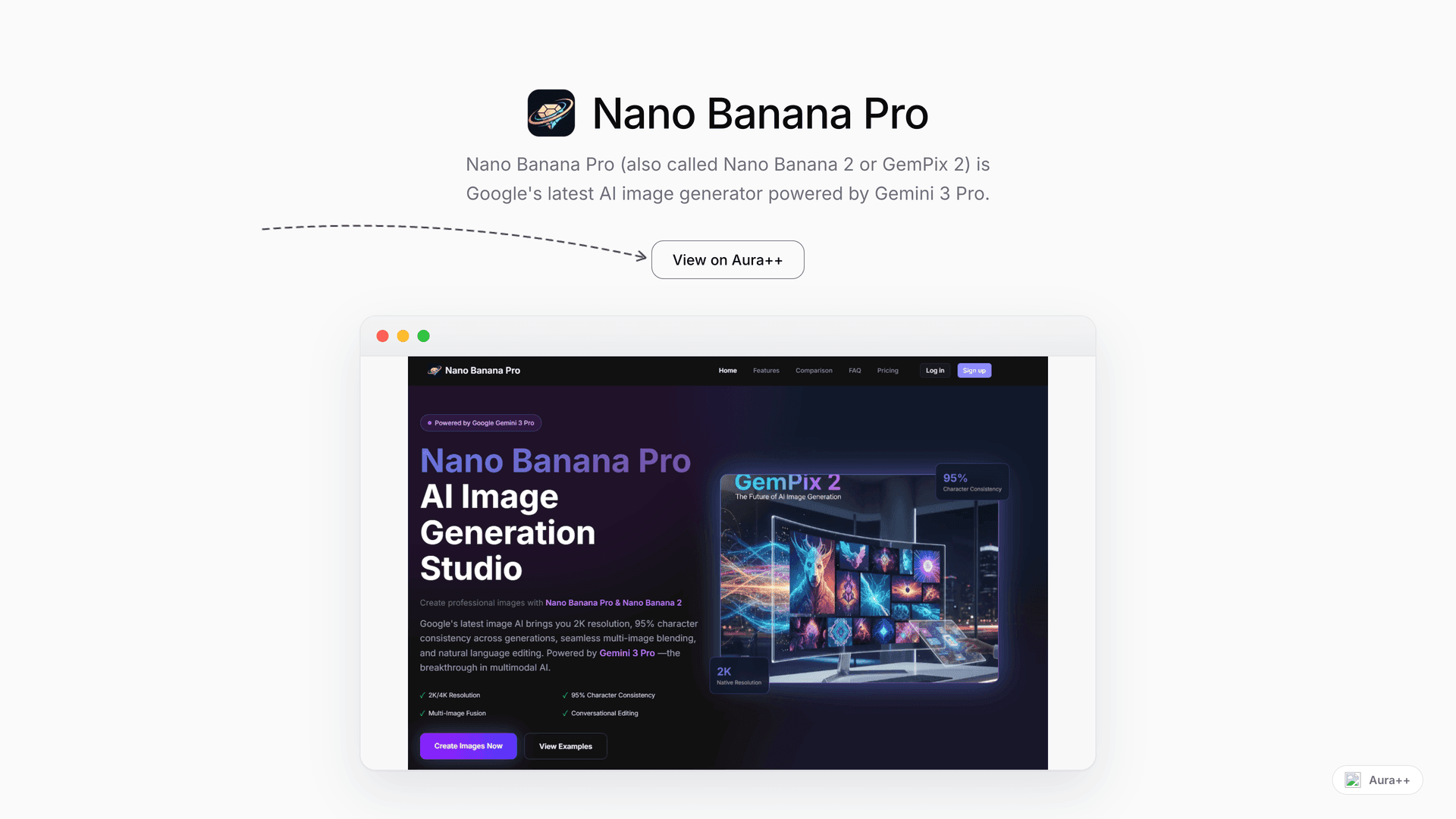 Nano Banana Pro launch story featured image on Aura++