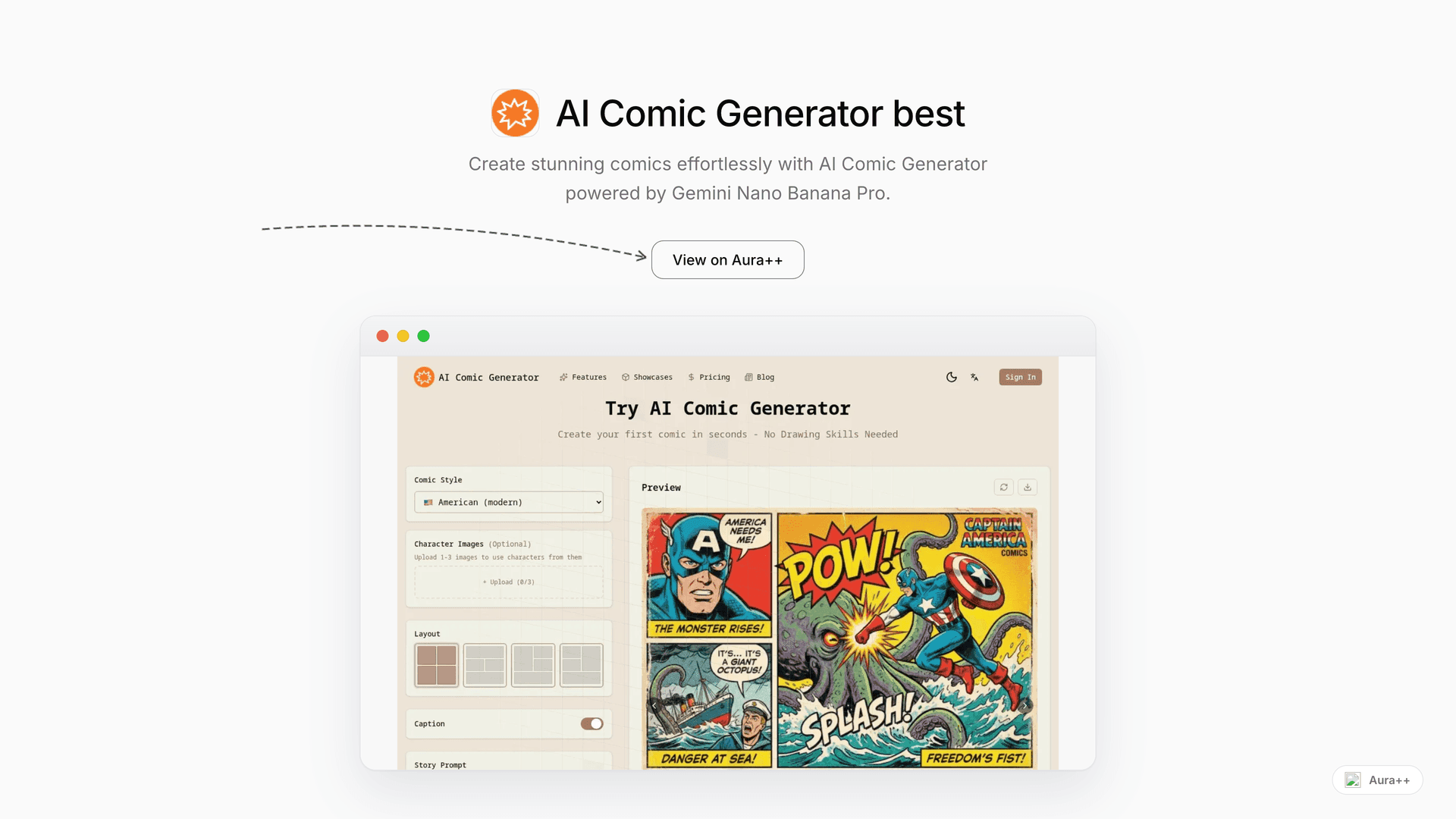AI Comic Generator best launch story featured image on Aura++