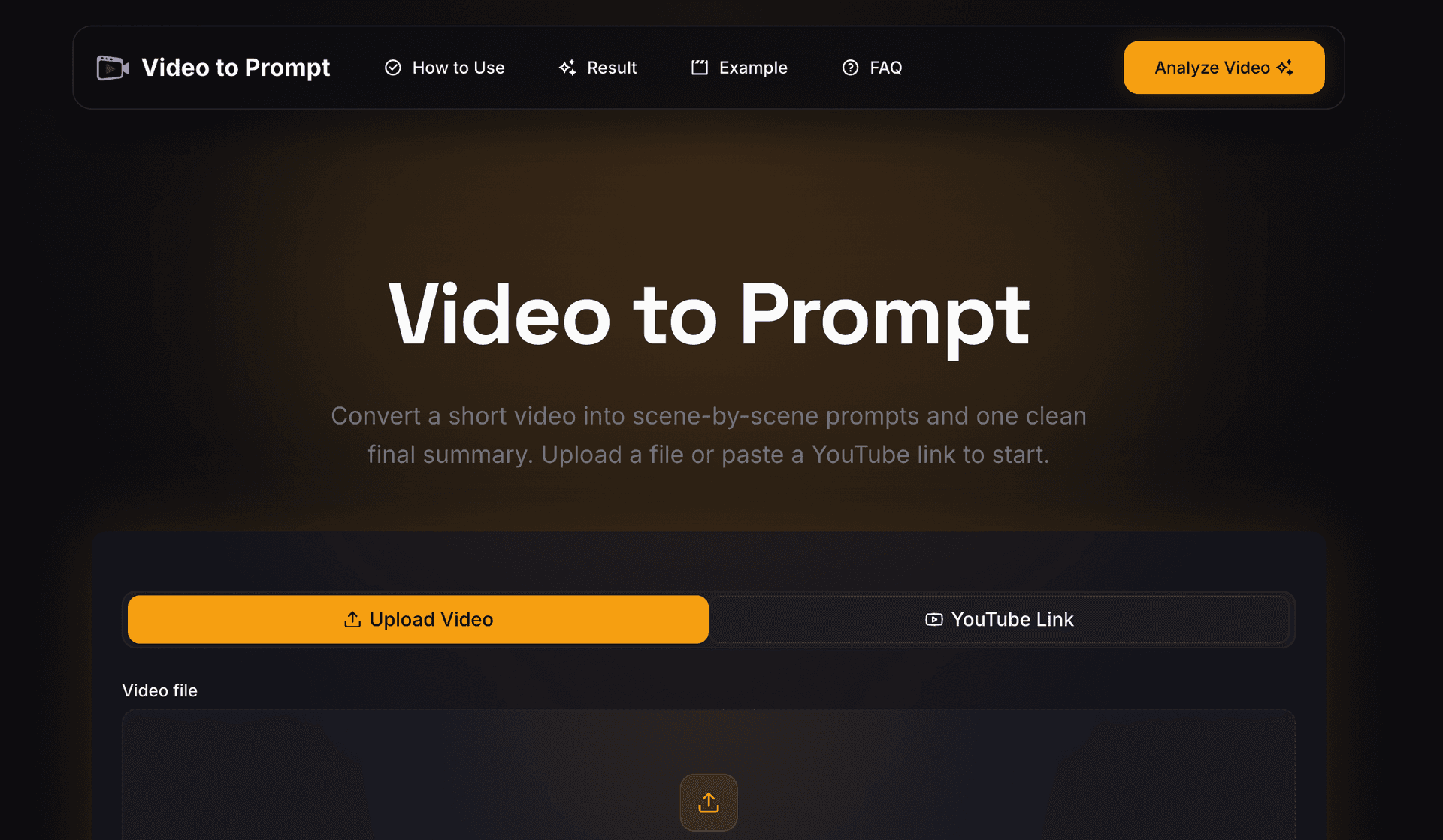 Video to Prompt Generator product preview for startup listing on Aura++