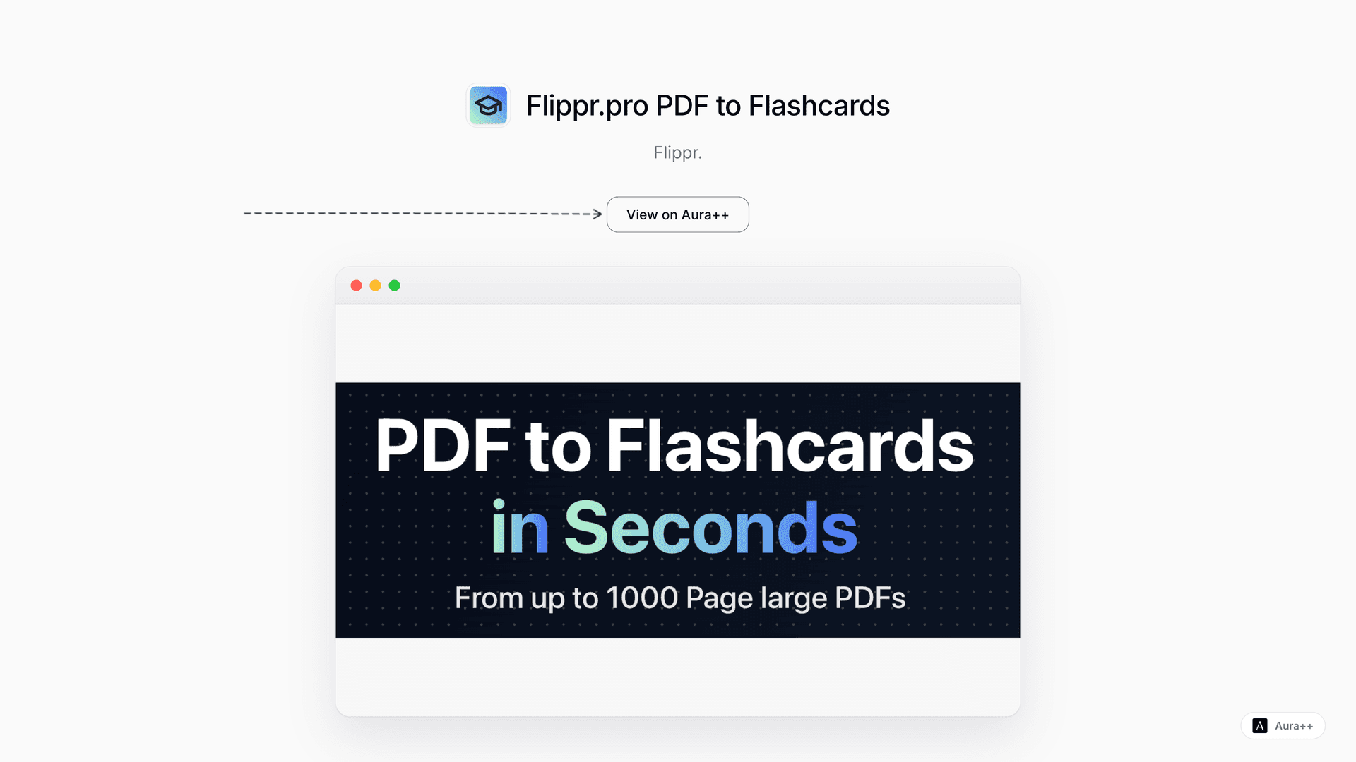 Flippr.pro PDF to Flashcards launch story featured image on Aura++