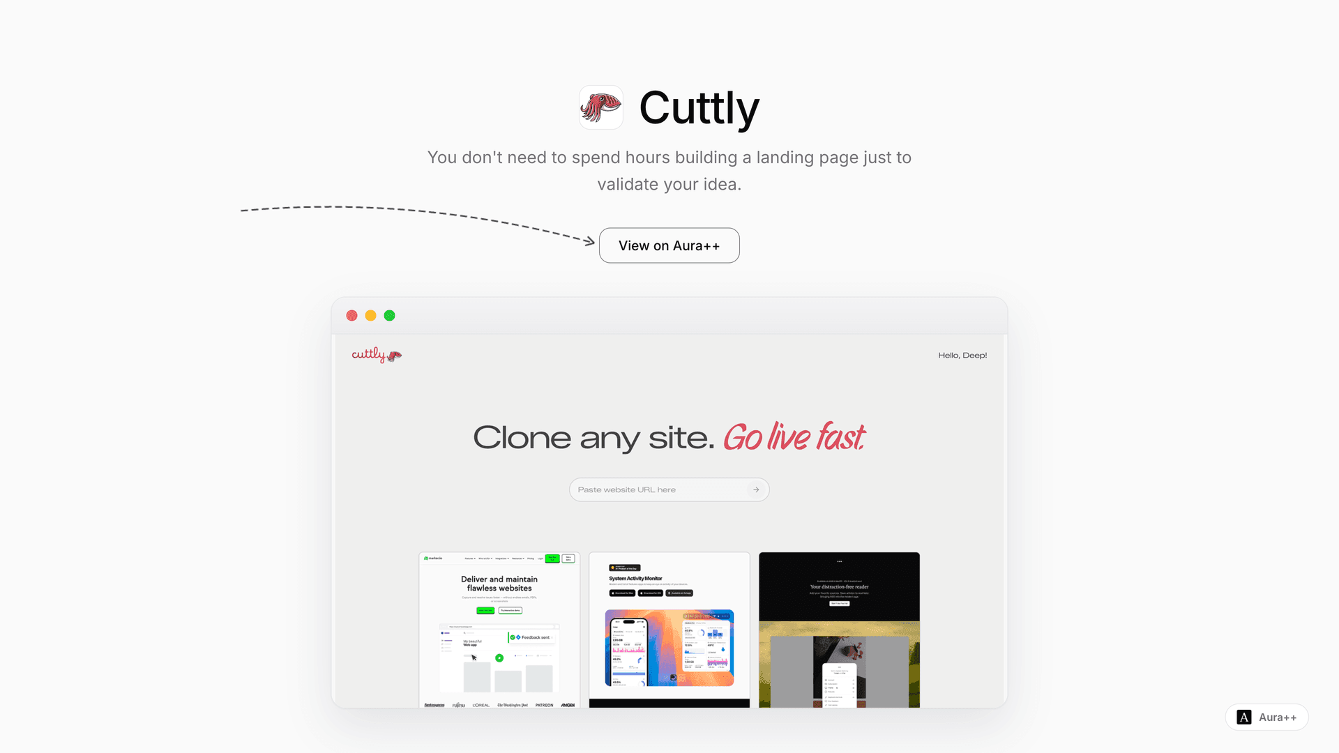 Cuttly launch story featured image on Aura++