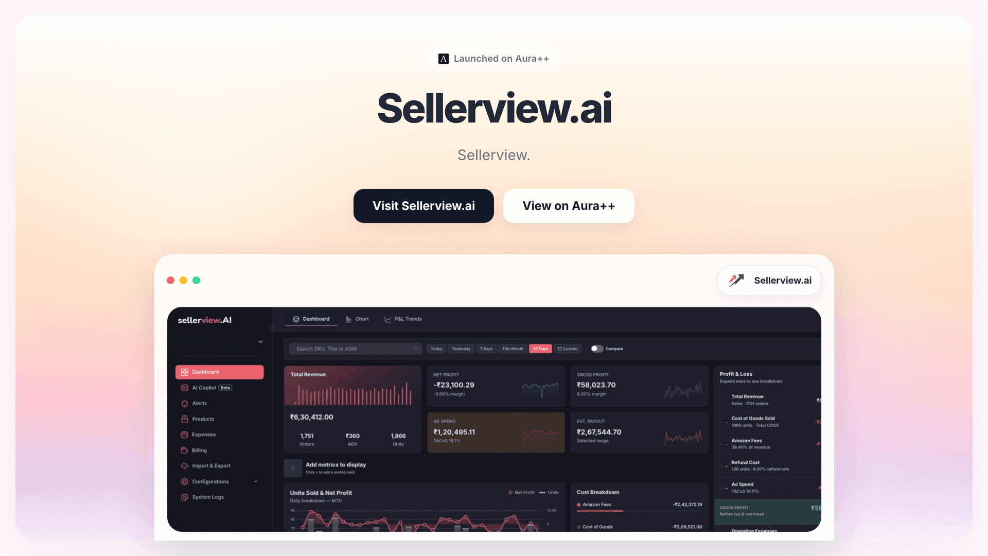 Sellerview.ai launch story featured image on Aura++