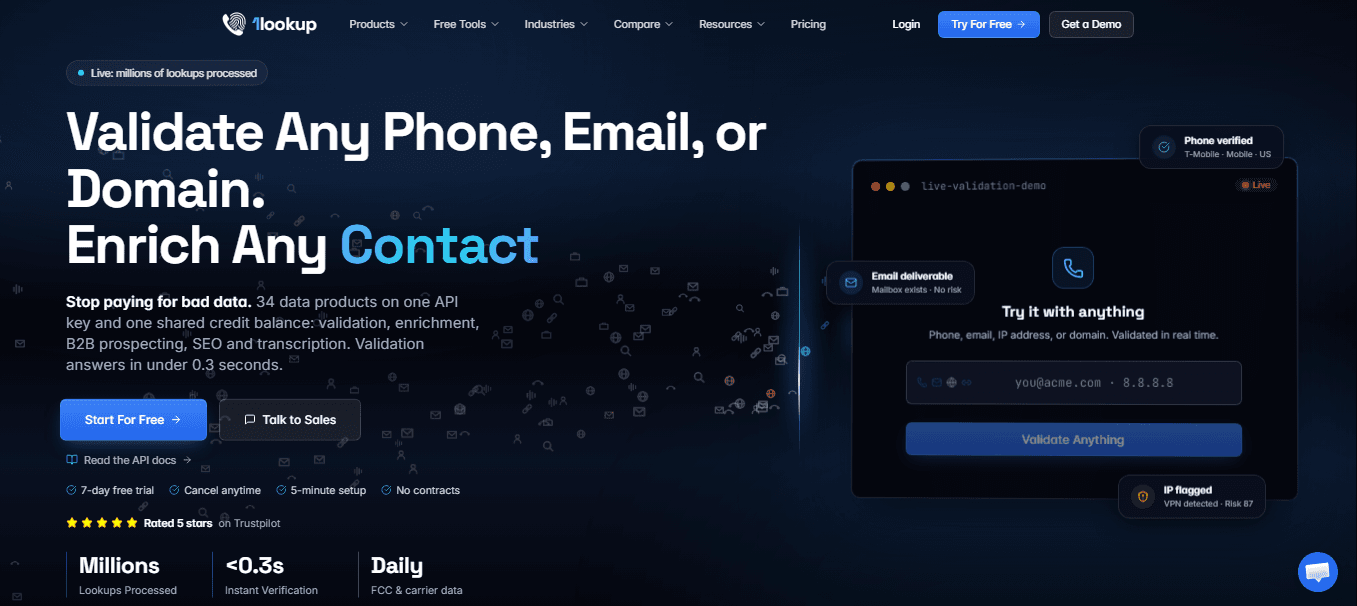 1Lookup Data Verification Platform product preview for startup listing on Aura++