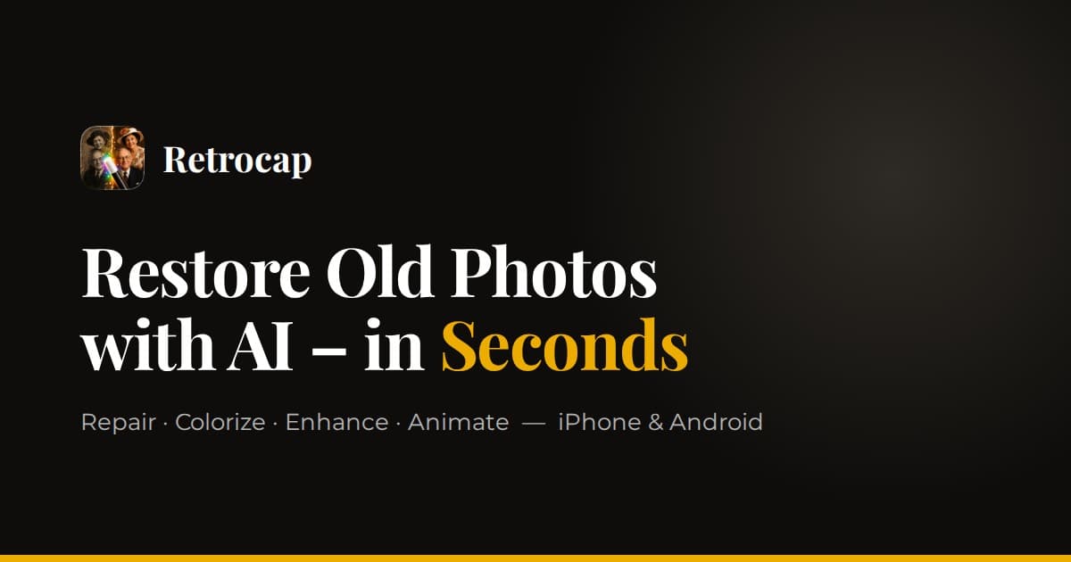 Restore Old Photos - Retrocap product preview for startup listing on Aura++