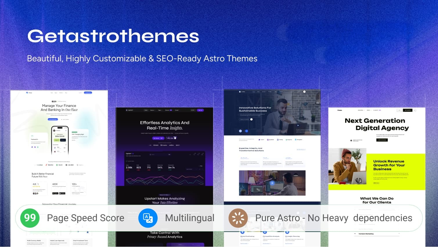 Getastrothemes product preview for startup listing on Aura++