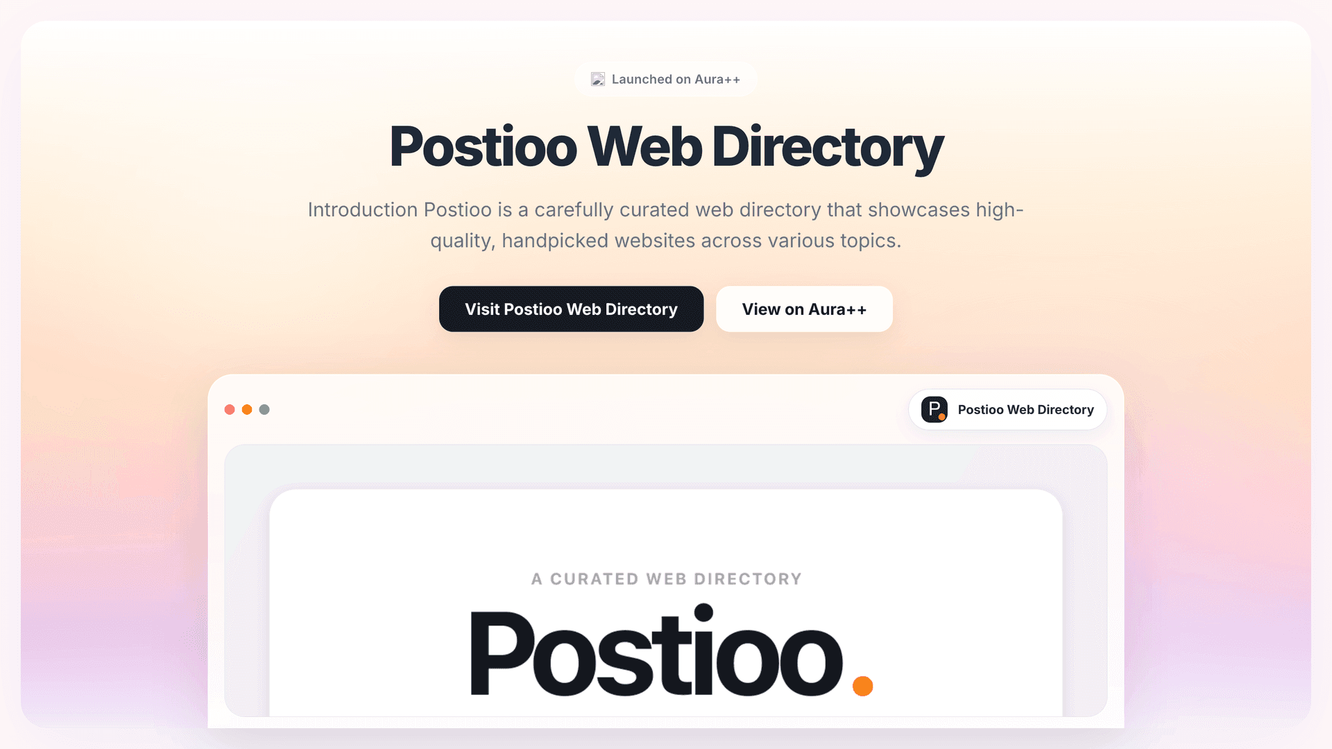 Postioo Web Directory launch featured image on Aura++
