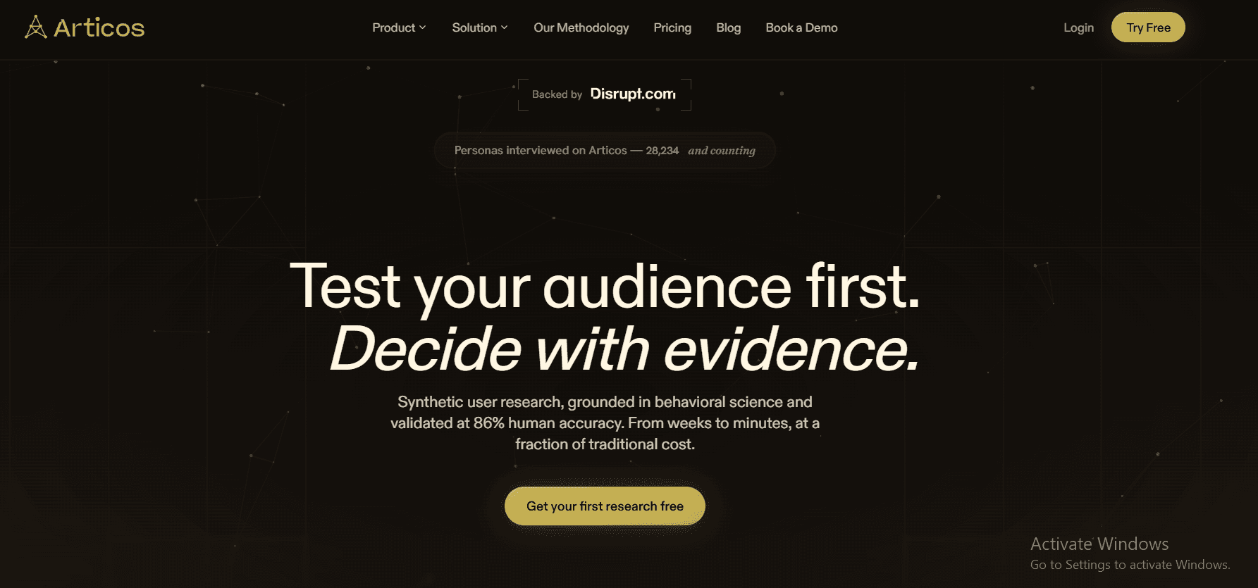 Articos product preview for startup listing on Aura++