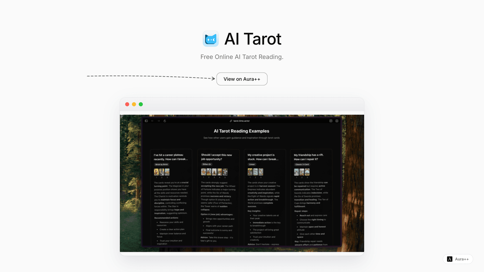 AI Tarot launch story featured image on Aura++