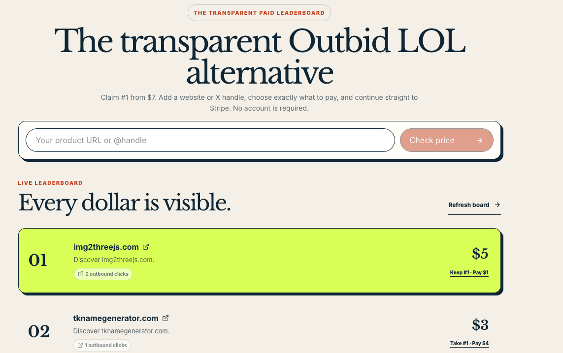 outbid lol product preview for startup listing on Aura++