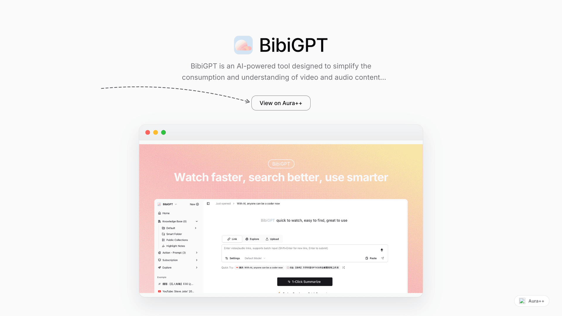 BibiGPT launch story featured image on Aura++