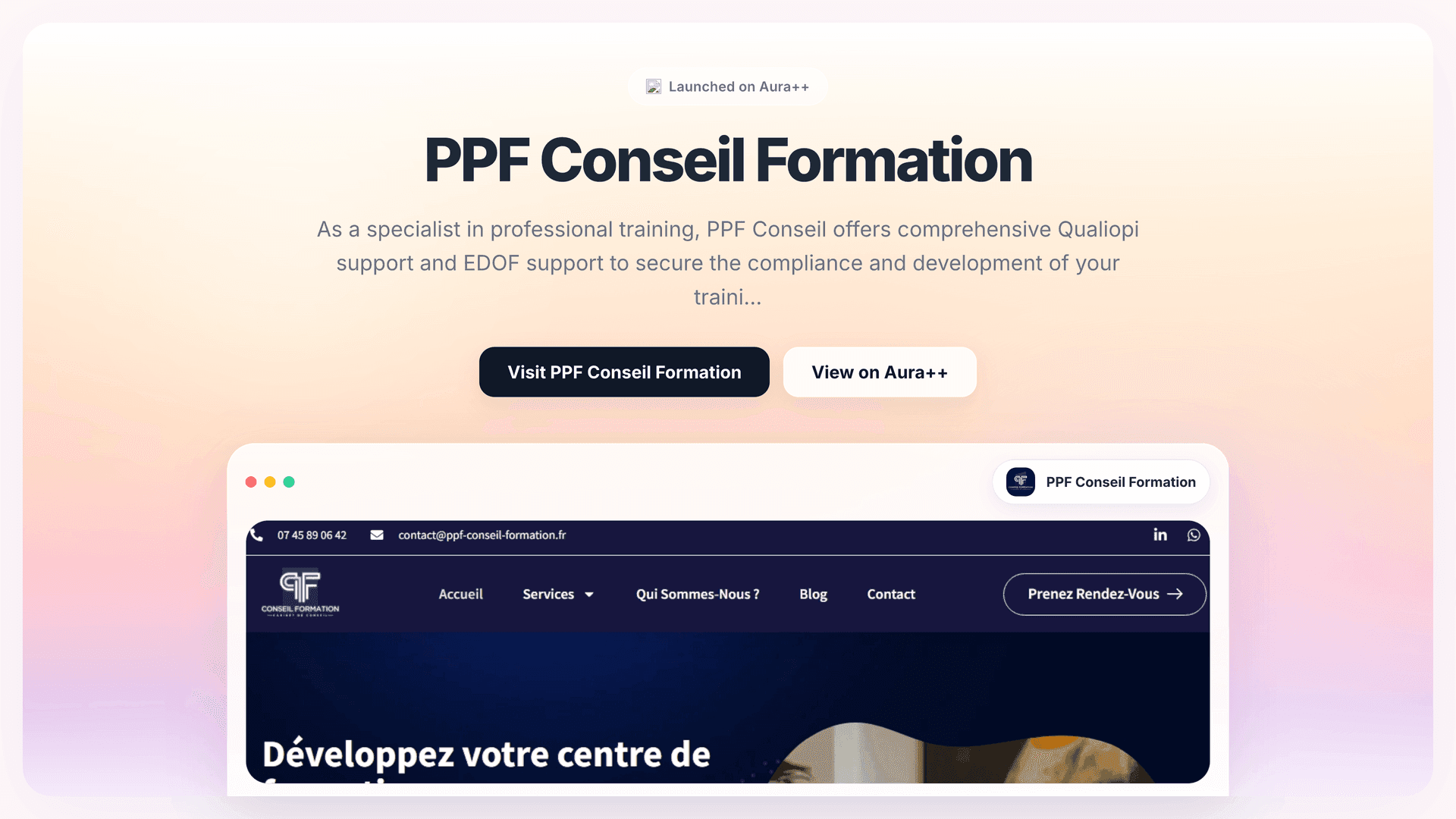 PPF Conseil Formation launch featured image on Aura++