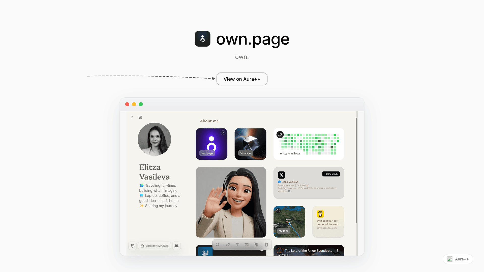own.page launch story featured image on Aura++