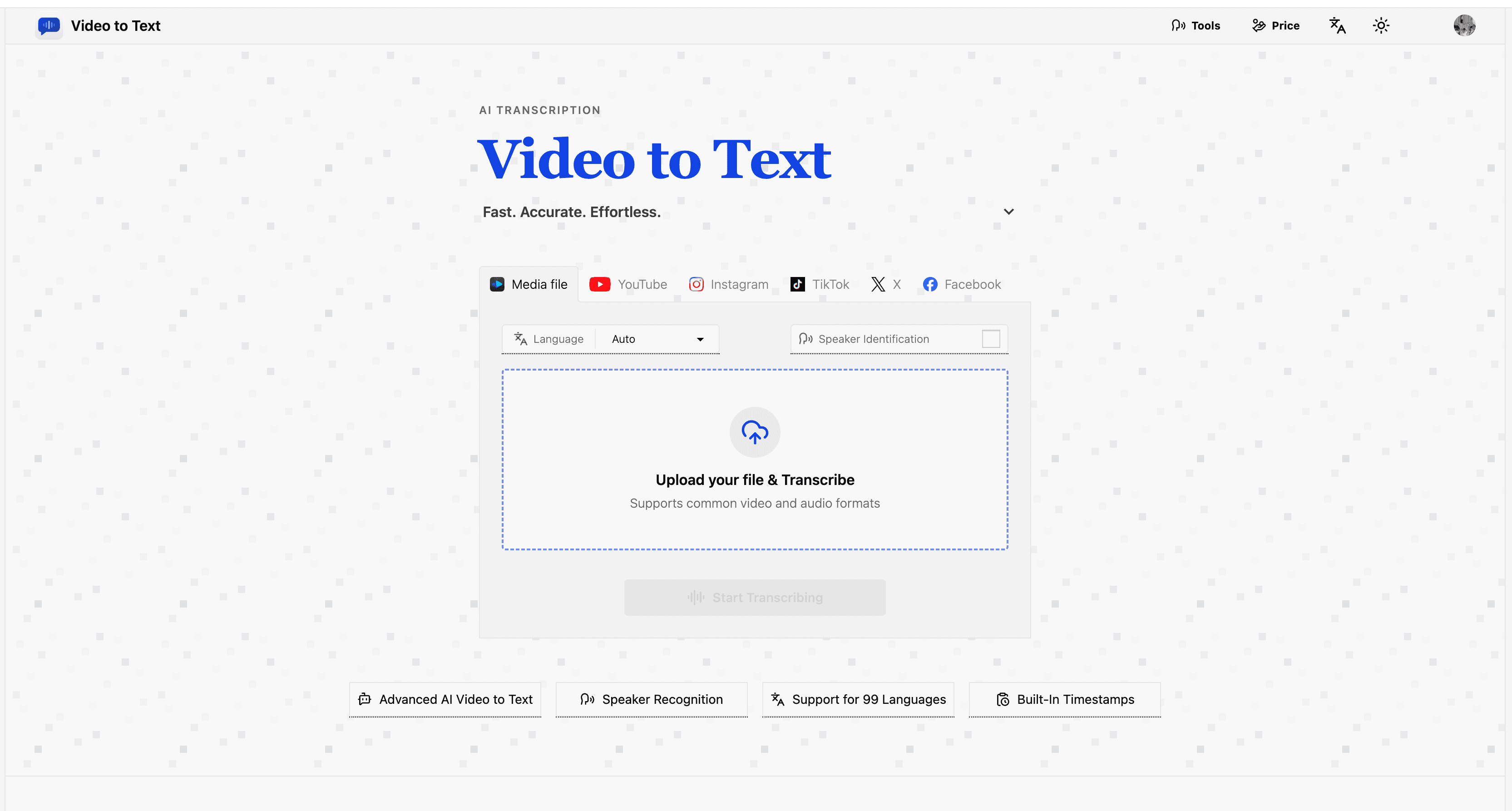 AI Video Transcription Tool