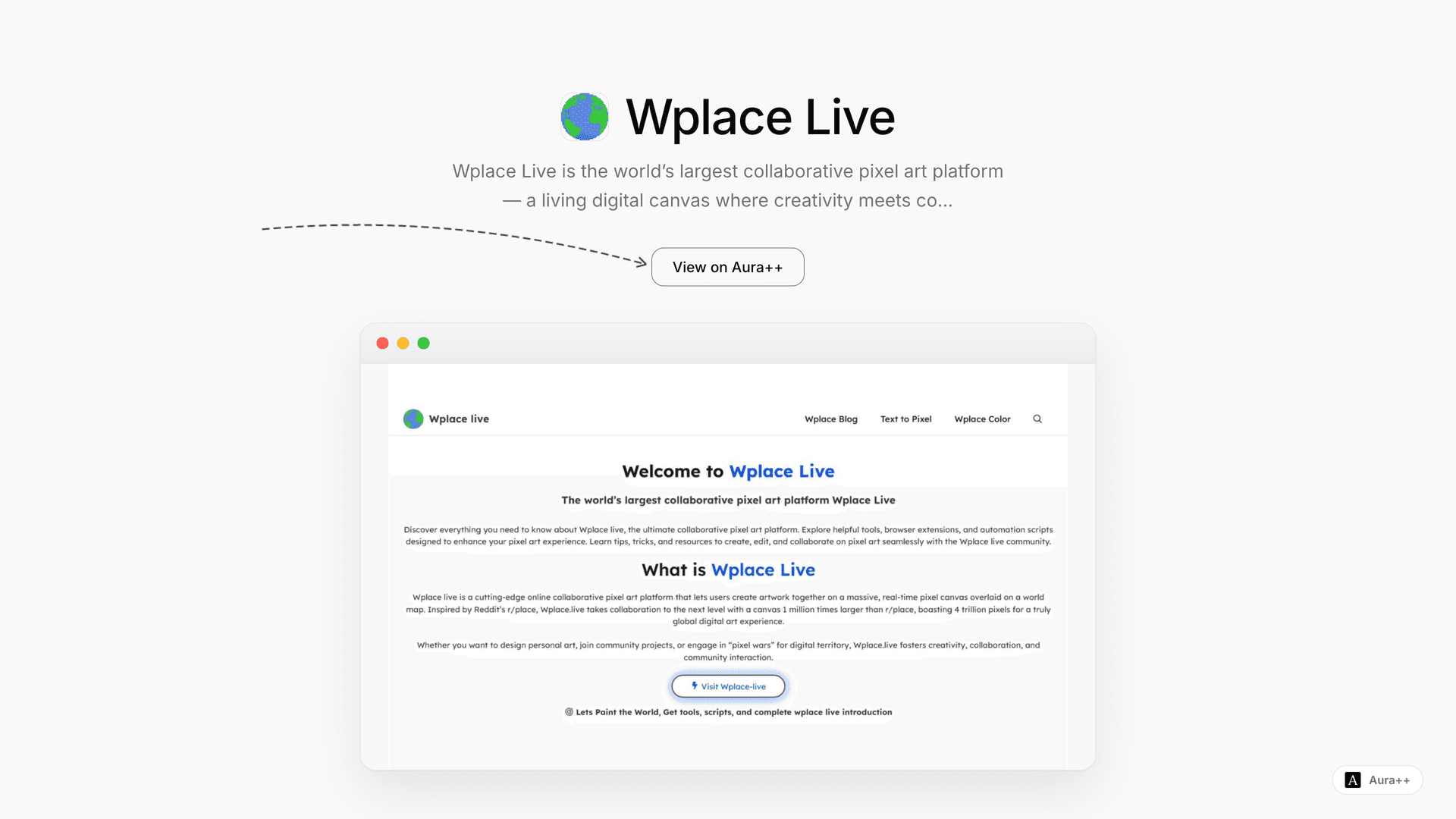 Wplace Live launch story featured image on Aura++