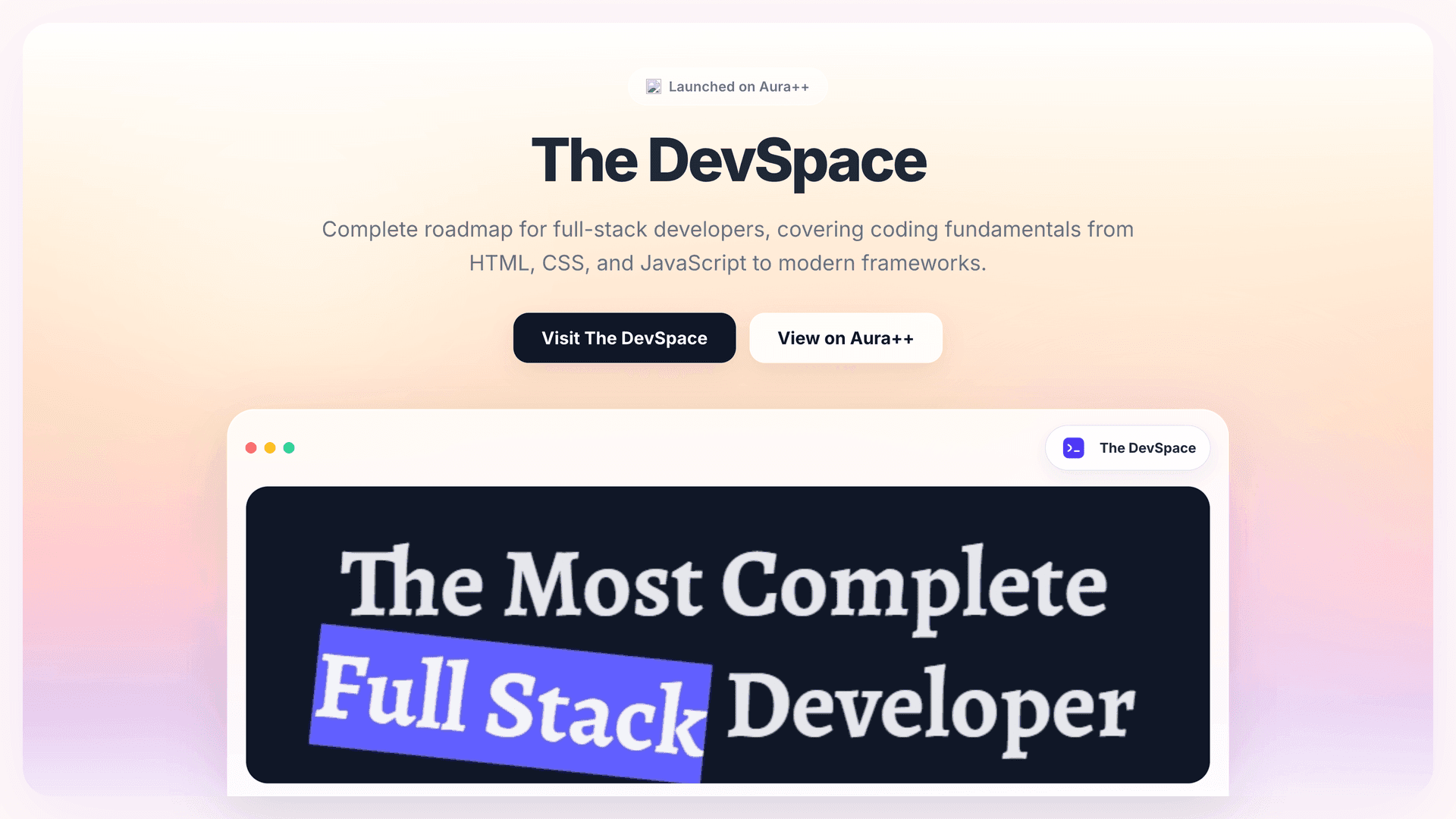 The DevSpace  launch story featured image on Aura++