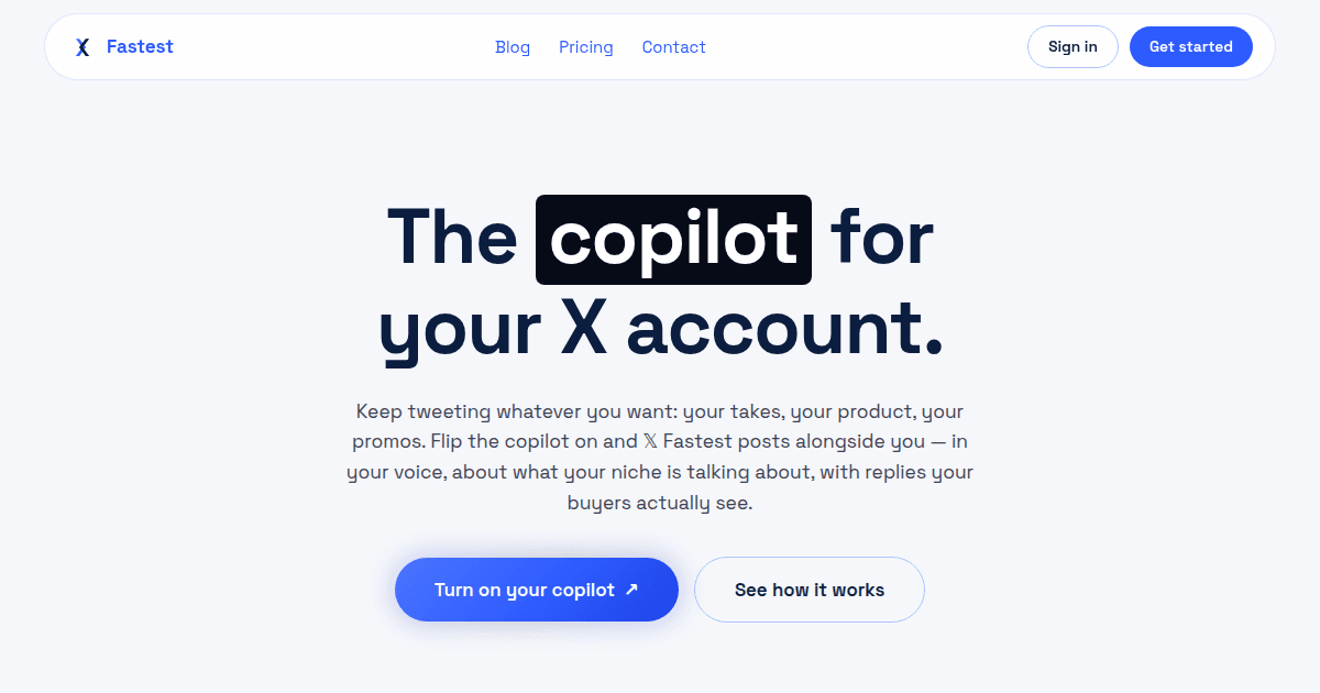 Xfaste.st - AI-powered Twitter Co-pilot product preview for startup listing on Aura++