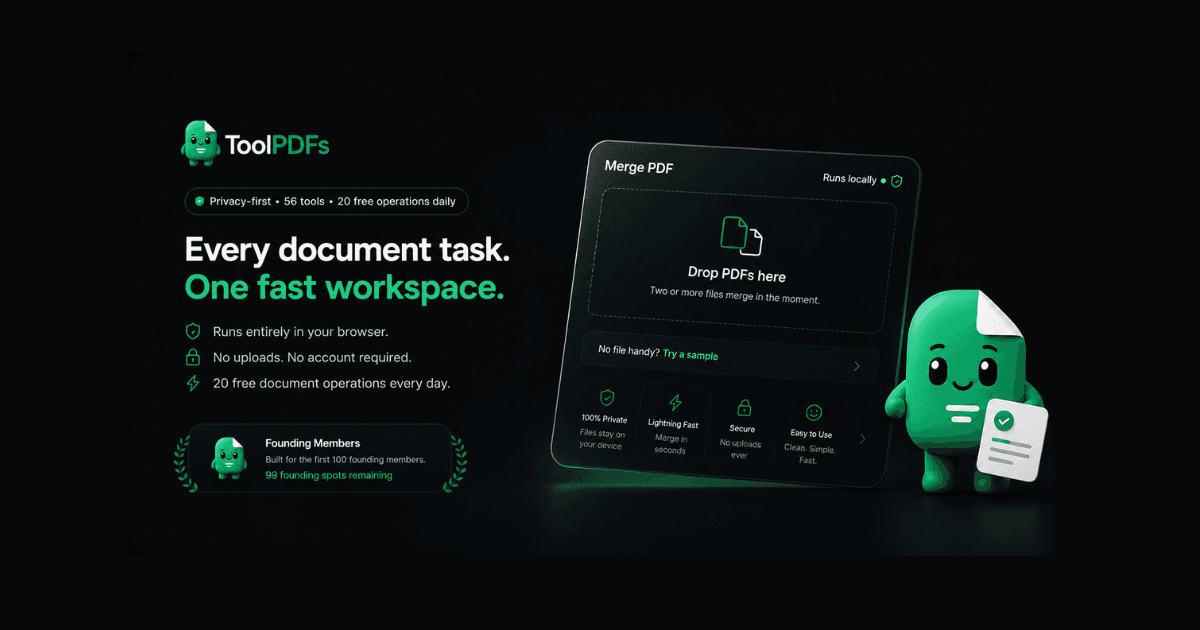 ToolPDFs product preview for startup listing on Aura++