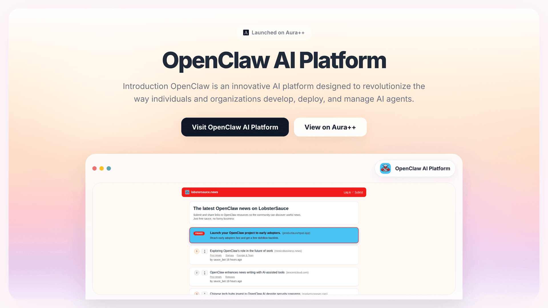 OpenClaw AI Platform launch featured image on Aura++