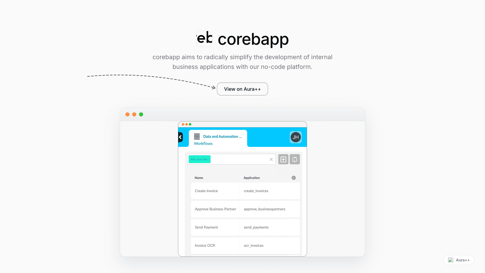 corebapp - The  Enterprise Application Building System launch featured image on Aura++