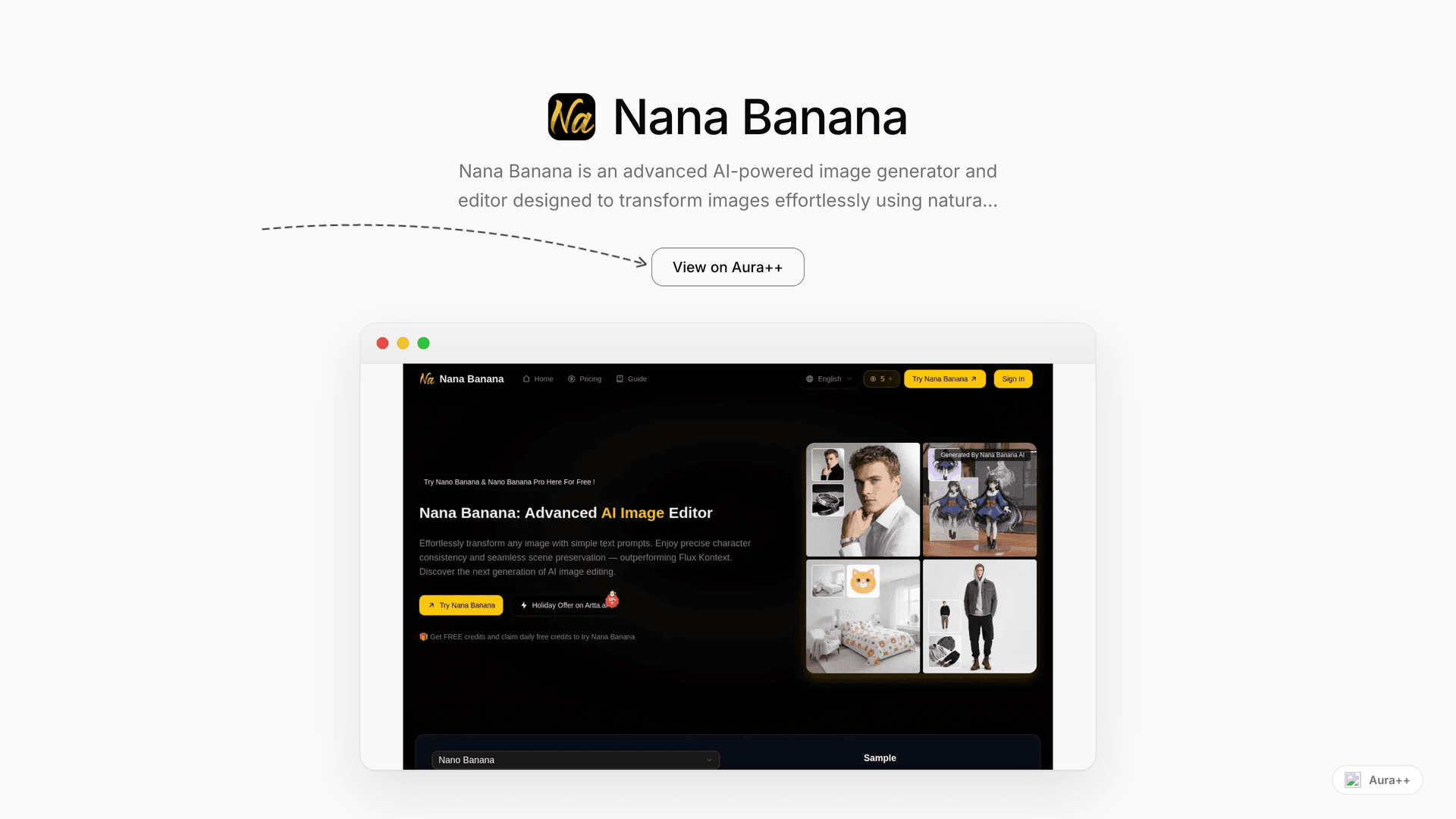 Nana Banana launch featured image on Aura++