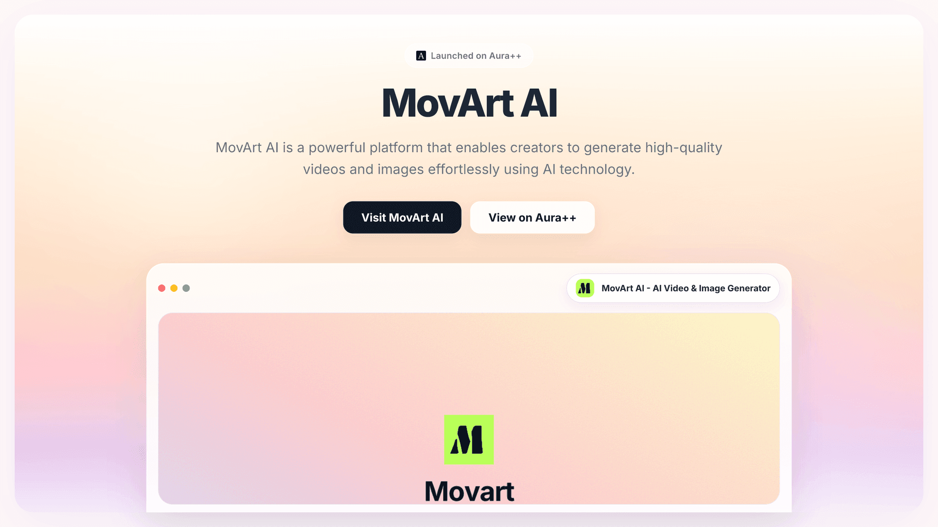 MovArt AI - AI Video & Image Generator launch story featured image on Aura++