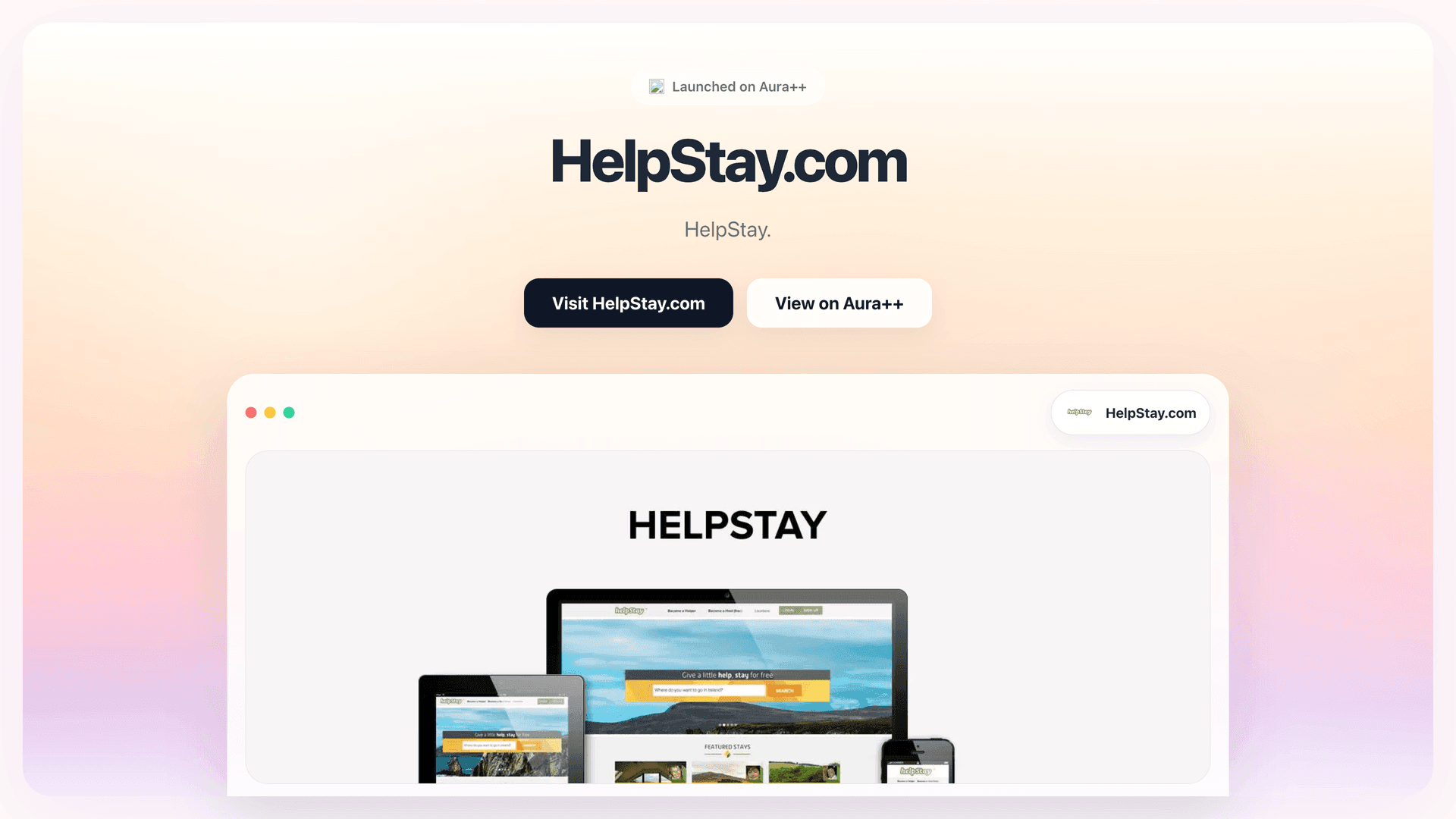 HelpStay.com launch story featured image on Aura++