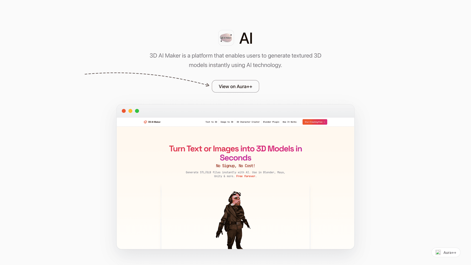 AI-Powered 3D Model Generator launch story featured image on Aura++