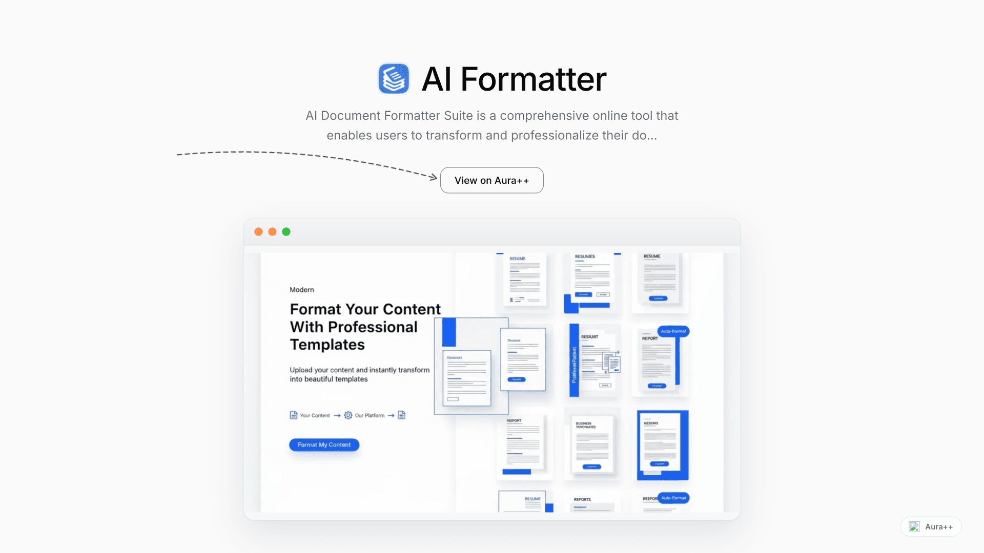 AI Formatter launch story featured image on Aura++